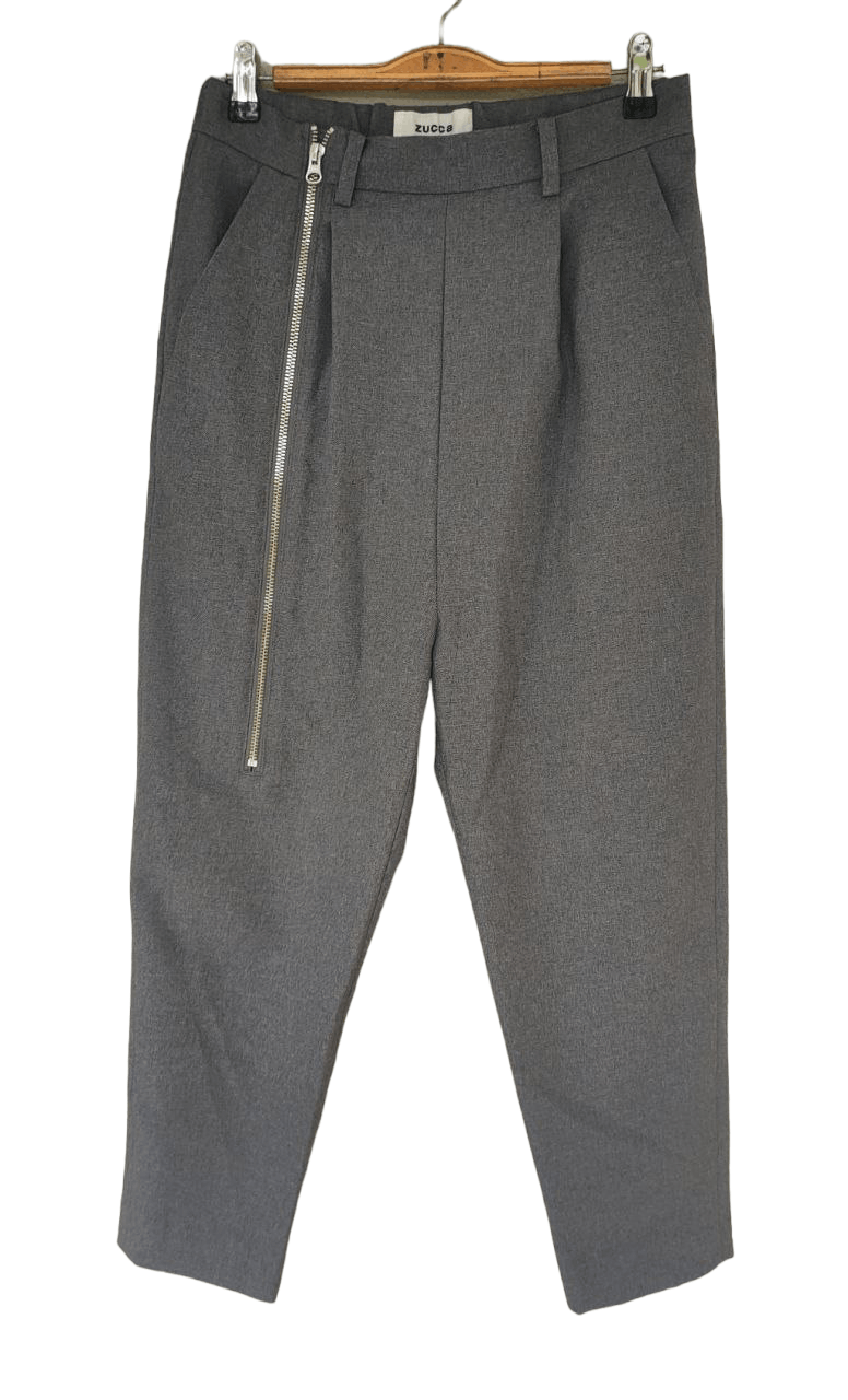 image of Issey Miyake x Zucca Asymmetrical Zipper Pant in Grey, Women's (Size 27)