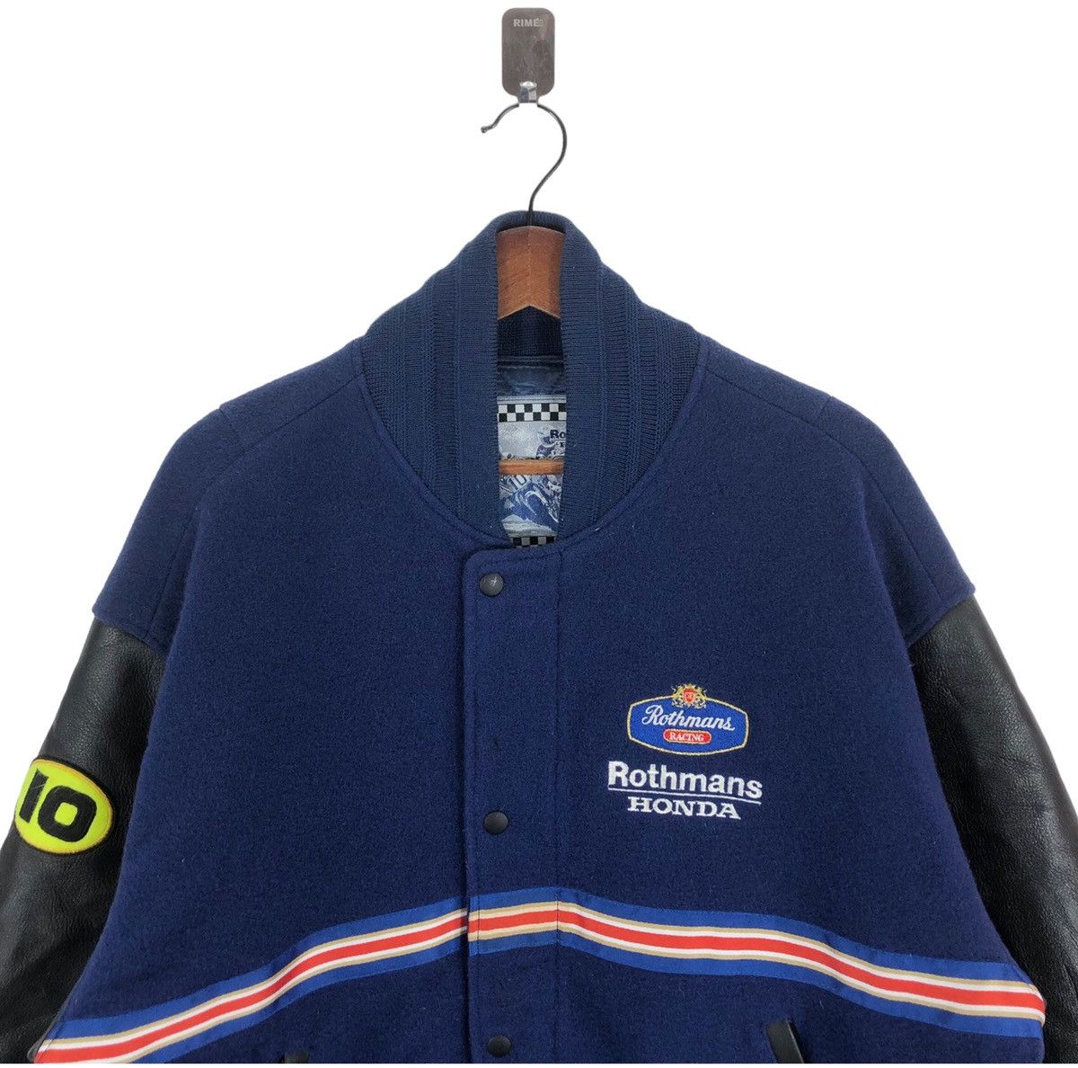 Honda VINTAGE HONDA ROTHMANS RACING VARSITY LEATHER JACKET Size US L / EU 52-54 / 3 - 5 Thumbnail
