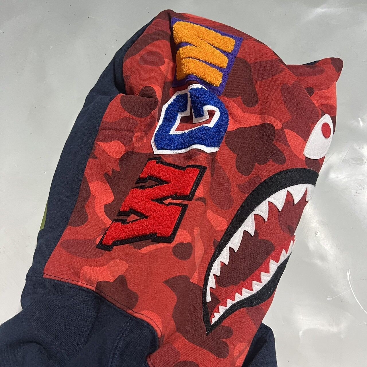 Bape BAPE shark full zip hoodie Navy Red camo Size US XXL / EU 58 / 5 - 5 Thumbnail