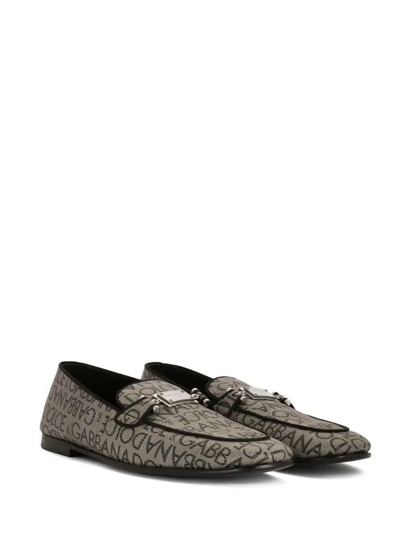 Neutral Logo Print Loafers