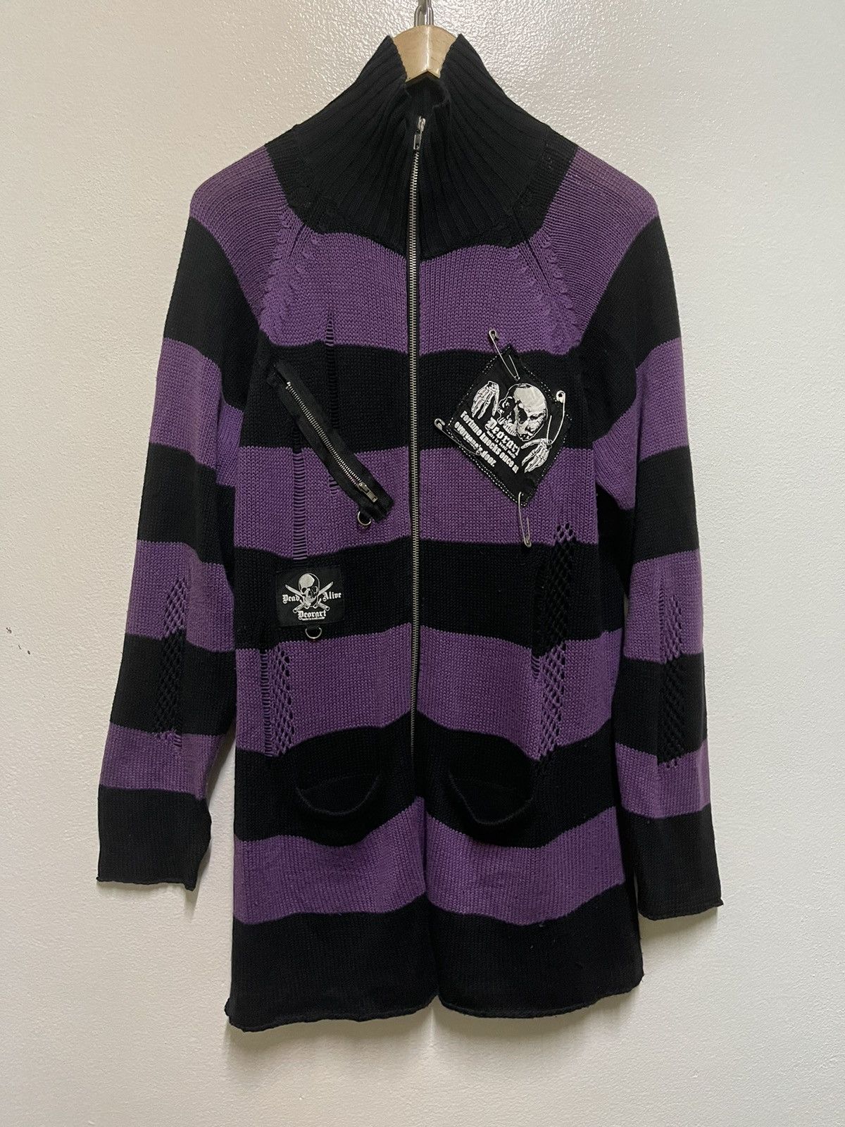 Japanese Brand Deorart Knit Zipper Sweatshirt Distressed Punk Size L / US 10 / IT 46 - 1 Thumbnail