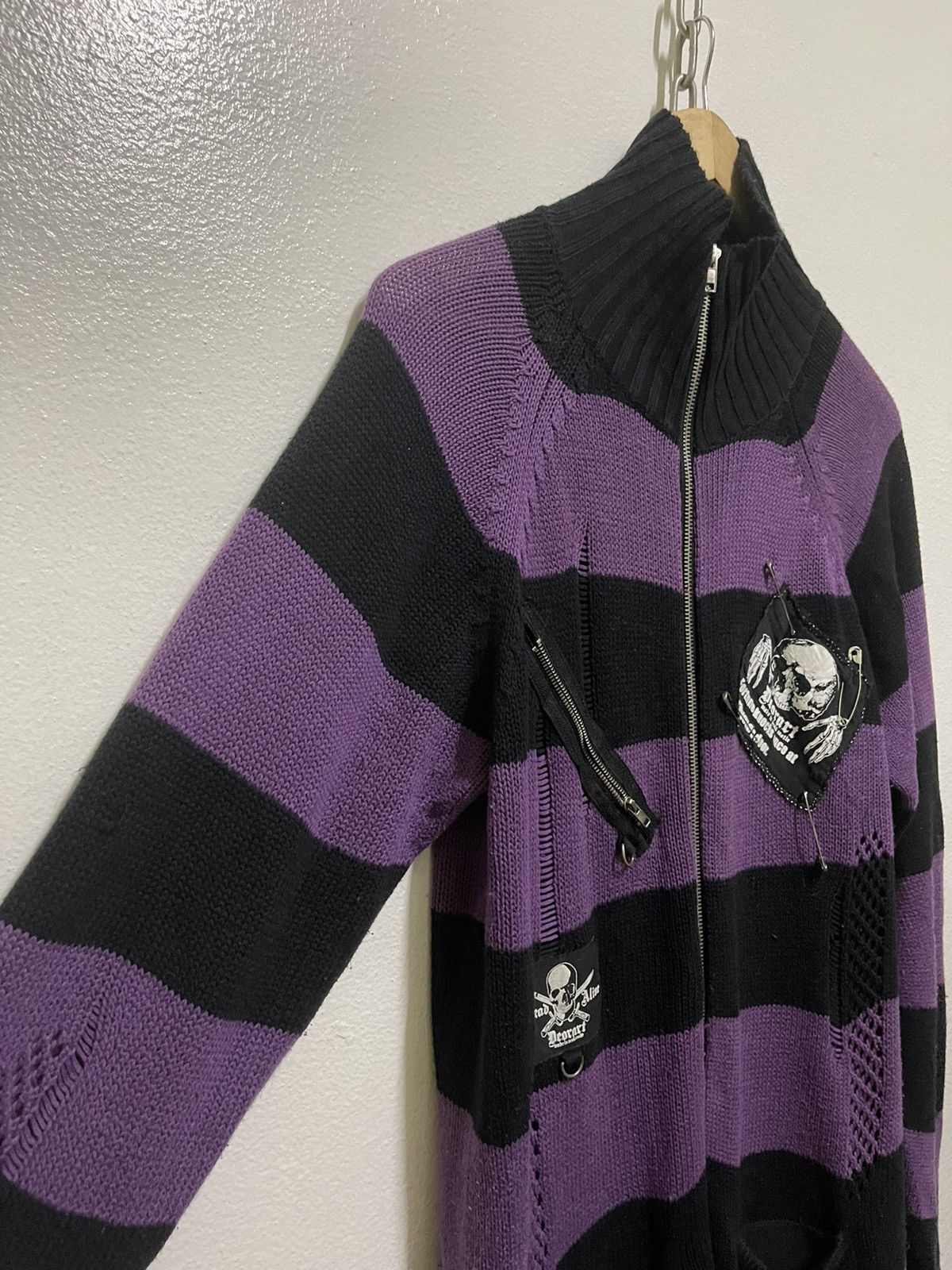 Japanese Brand Deorart Knit Zipper Sweatshirt Distressed Punk Size L / US 10 / IT 46 - 2 Thumbnail