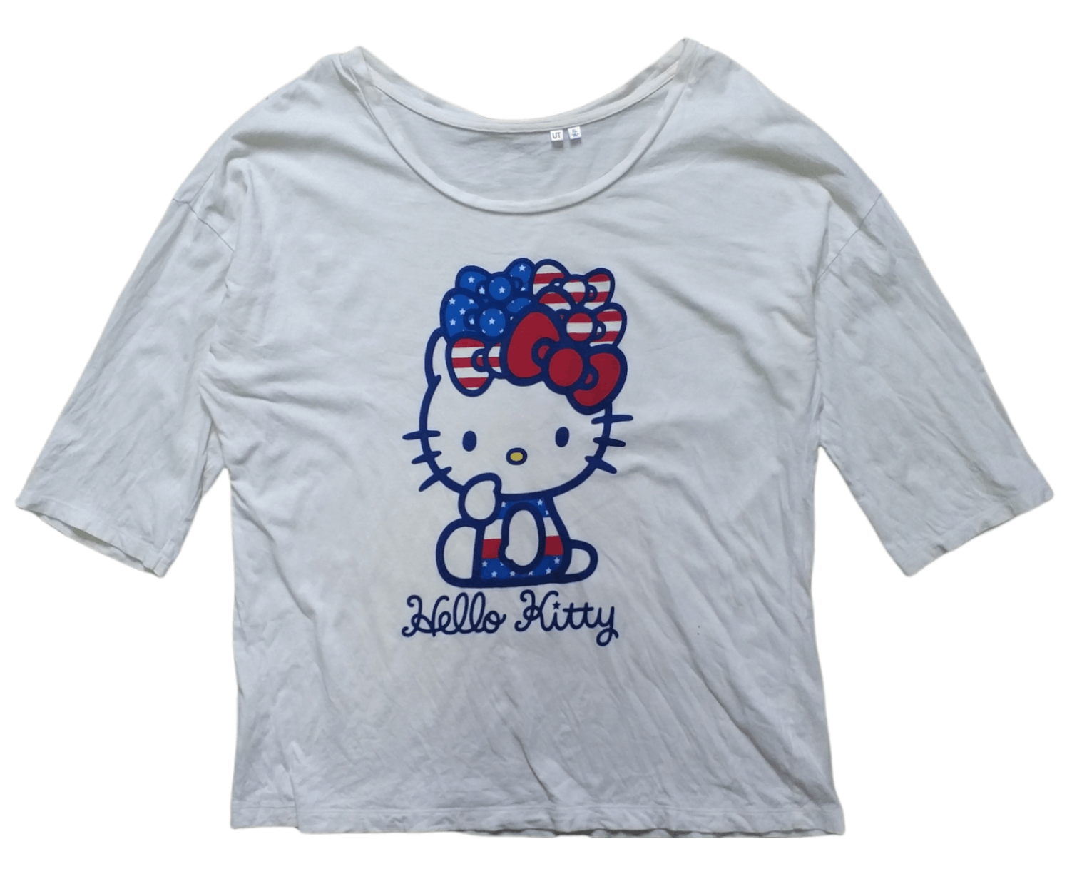 image of Uniqlo X Hello Kitty Raglan Tees in Cream, Women's (Size Large)