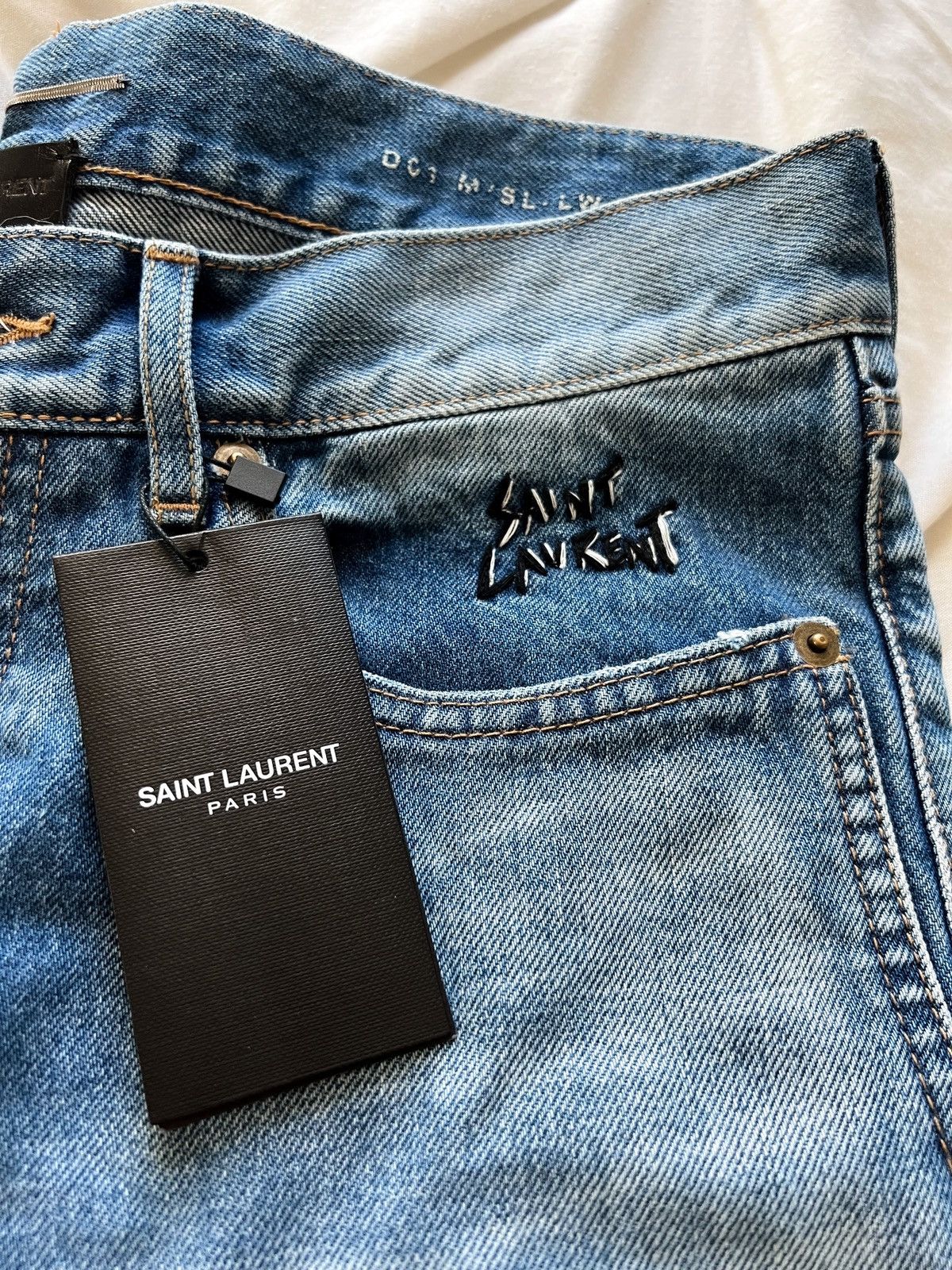 image of Saint Laurent Paris Saint Laurent Logo D01 NWT in Blue, Men's (Size 29)