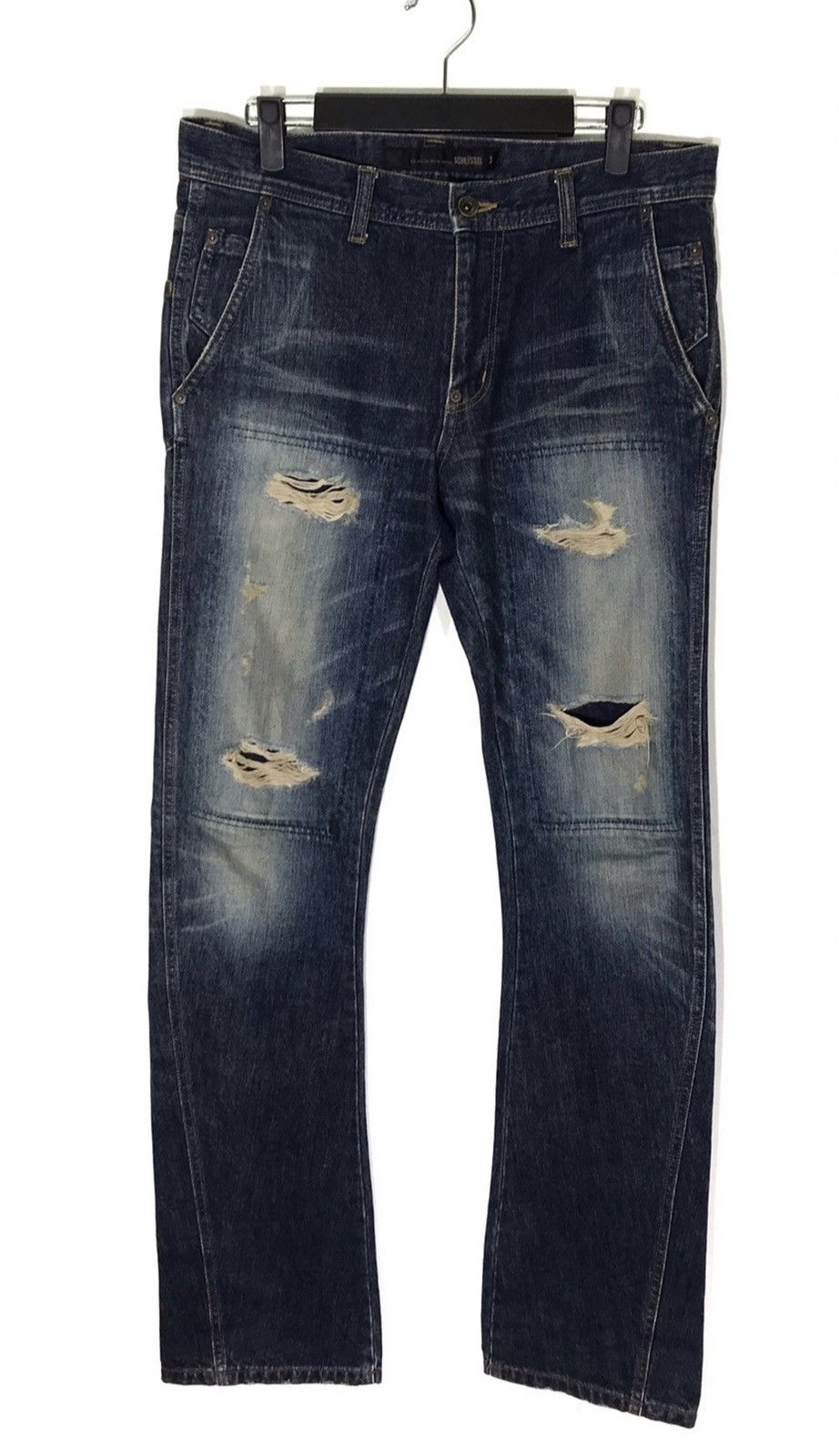 Schlussel SCHLUSSEL Distressed Denim Splatter Flares Made in Japan Size US 34 / EU 50 - 2 Thumbnail