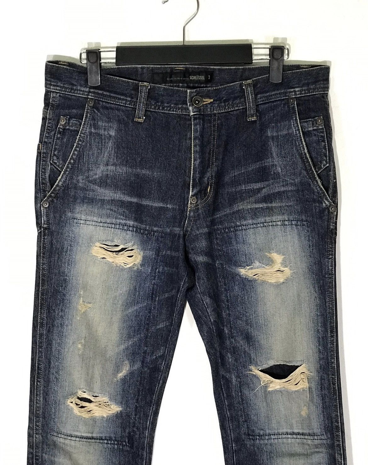 Schlussel SCHLUSSEL Distressed Denim Splatter Flares Made in Japan Size US 34 / EU 50 - 1 Thumbnail
