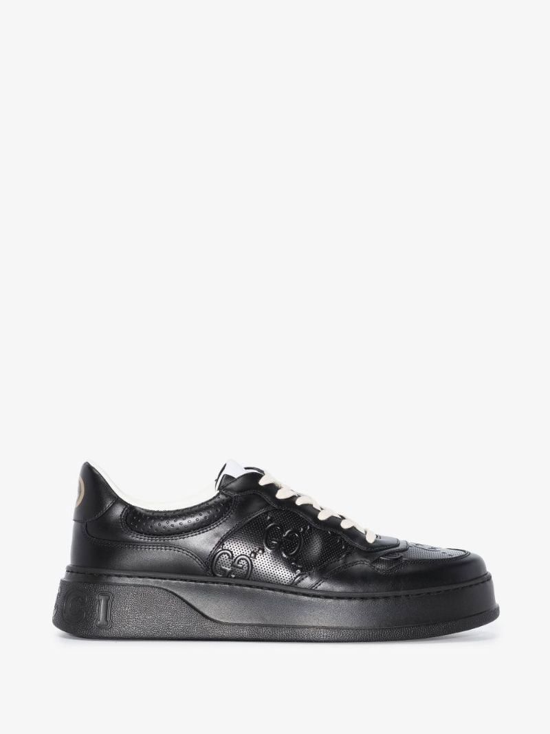 スニーカー GUCCI BLACK LEATHER SNEAKERS Gucci Sneakers Monogram Low Top Guccissima Black Leather