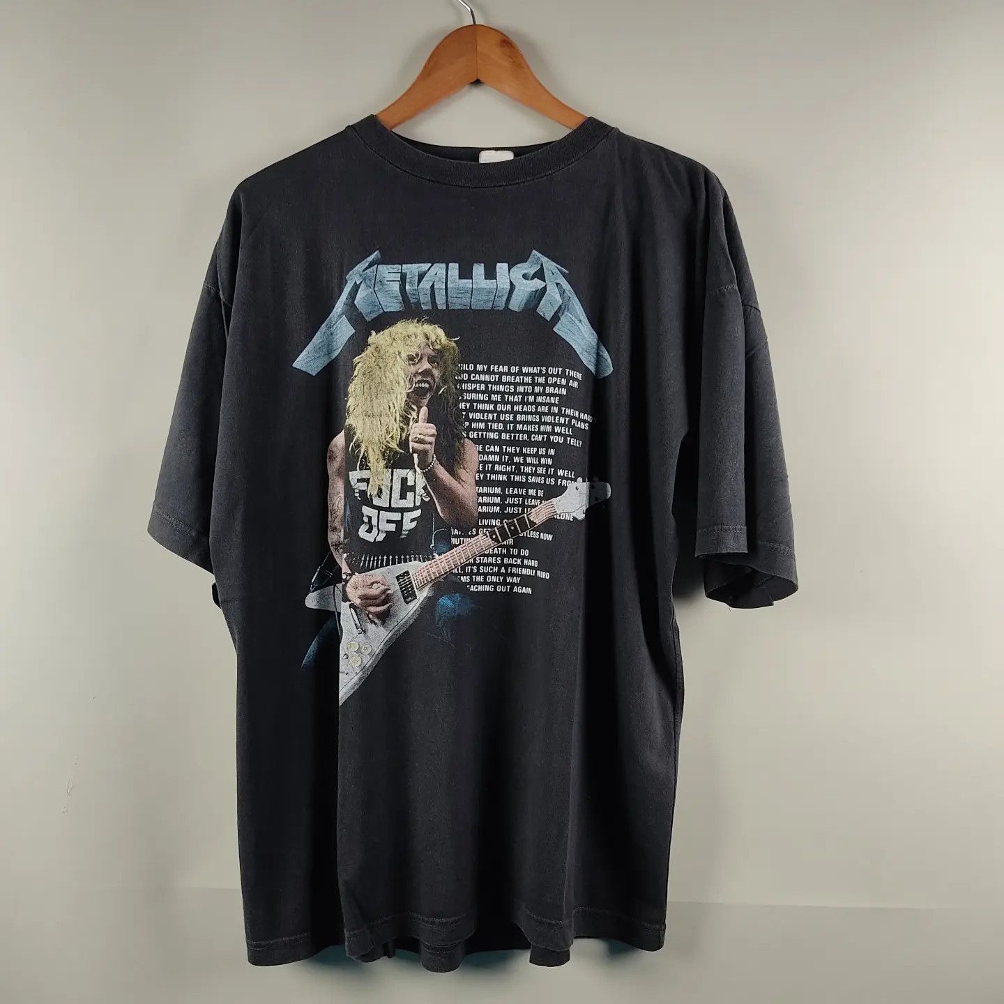 image of Band Tees x Metallica 90's Metallica Damaged Justice in Black, Men's (Size XL)