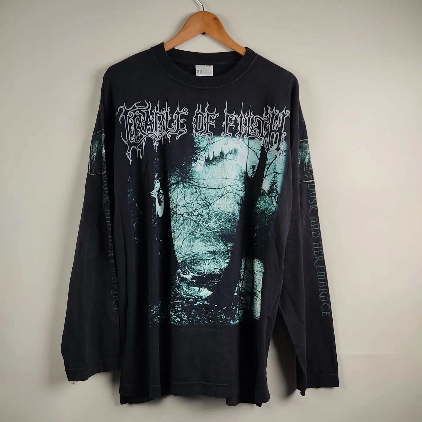 image of Band Tees x Rock Tees 1996 Cradle Of Filth Dusk And Her Embrace Longsleeve in Black, Men's (Size XL