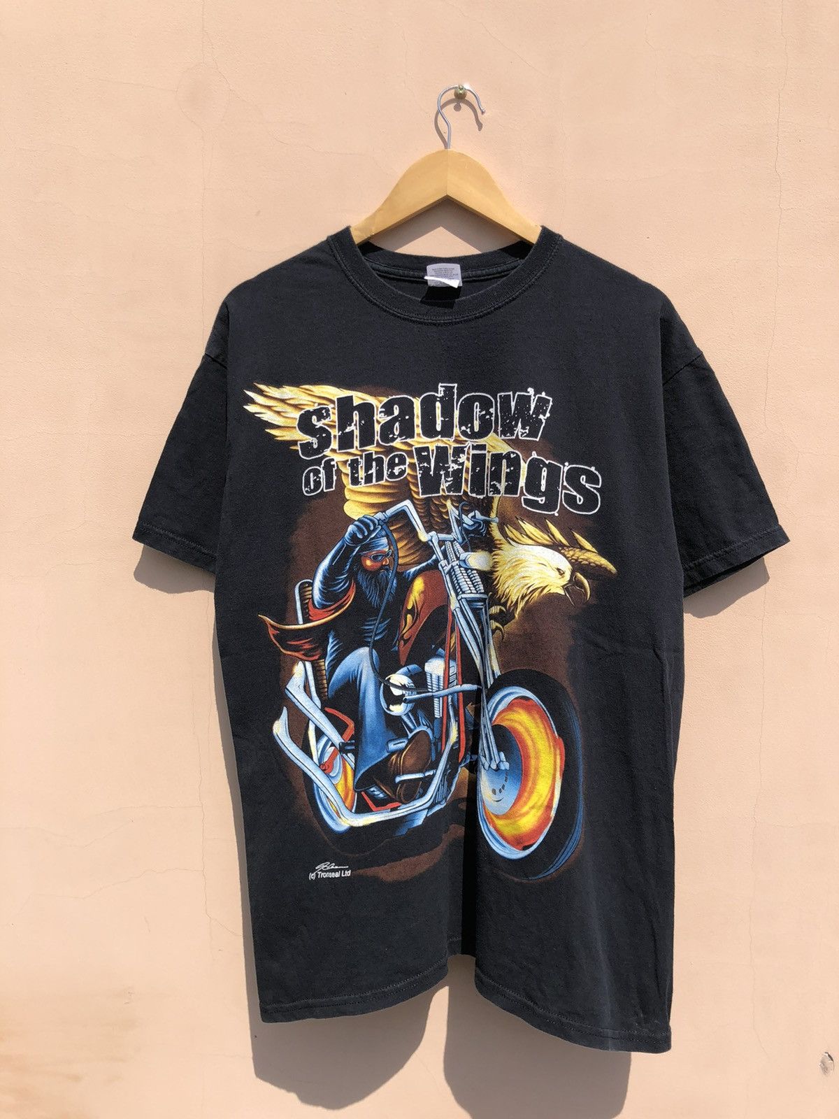 Harley Davidson Vintage 2000s Shadow of the Wings Tronseal Ltd Black Tee Size US L / EU 52-54 / 3 - 1 Thumbnail