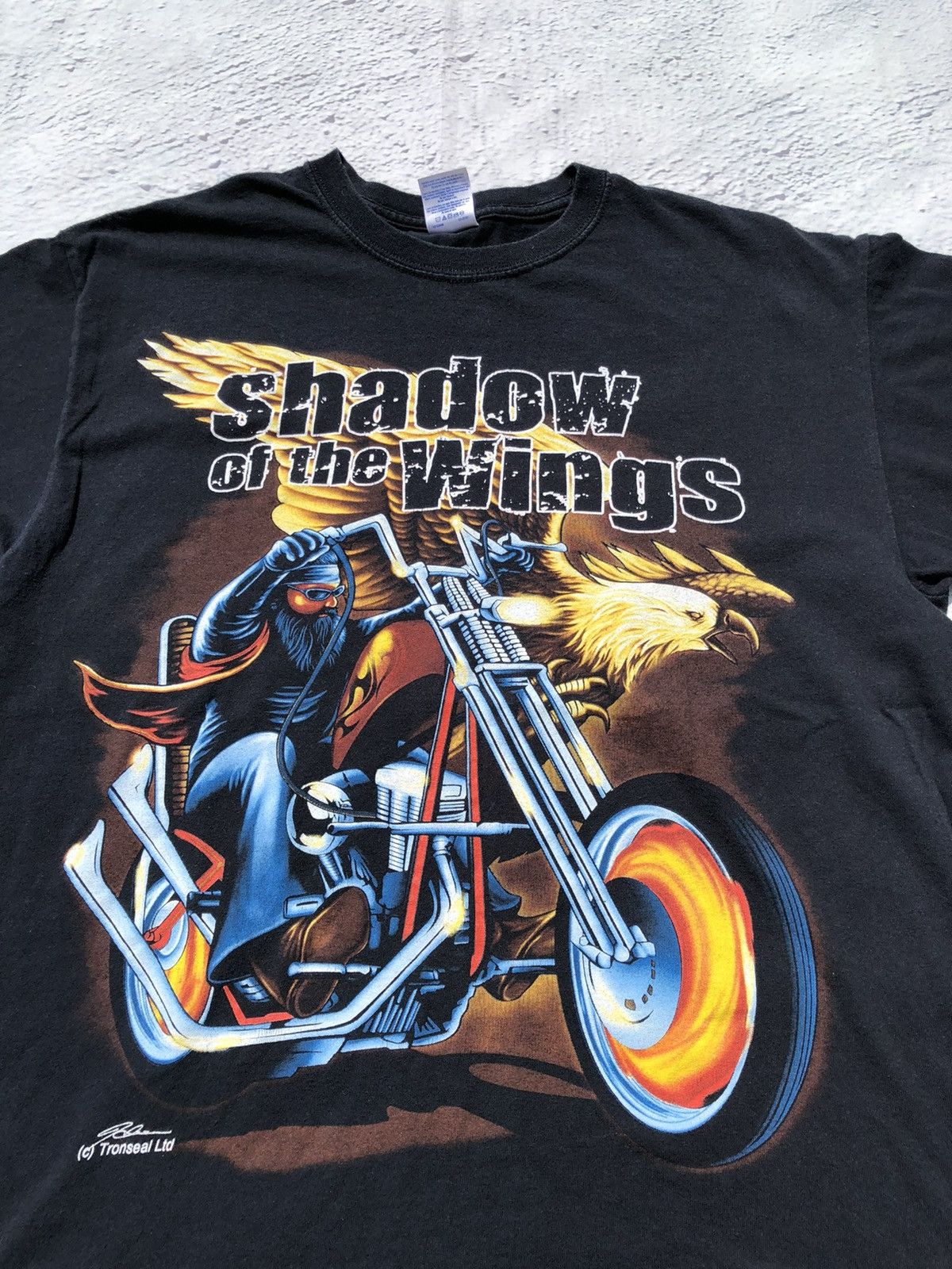 Harley Davidson Vintage 2000s Shadow of the Wings Tronseal Ltd Black Tee Size US L / EU 52-54 / 3 - 2 Thumbnail