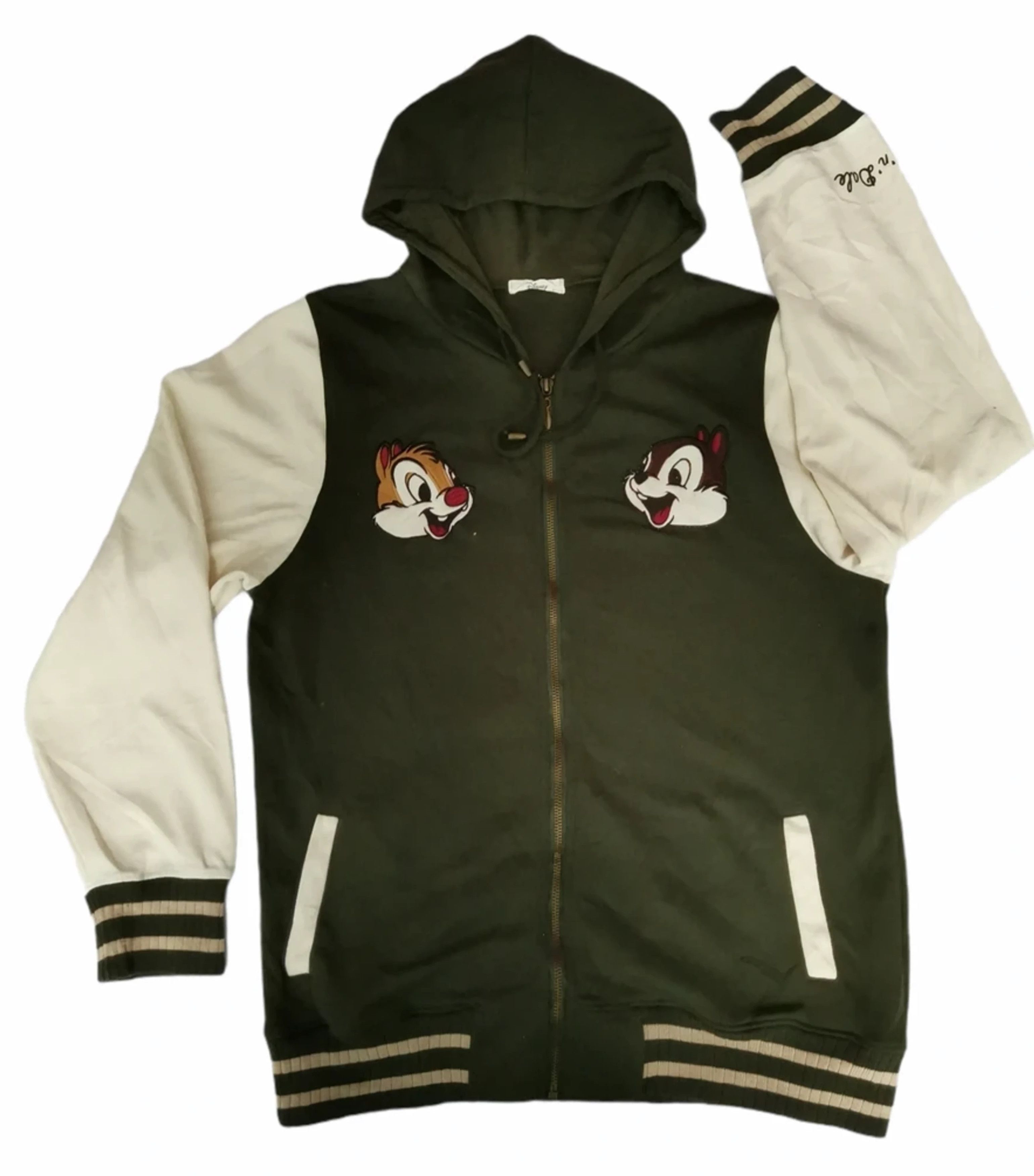 image of Cartoon Network x Disney Chip 'n' Dale Cartoons Varsity Hoodie Embroidered Disney in Green (Size La