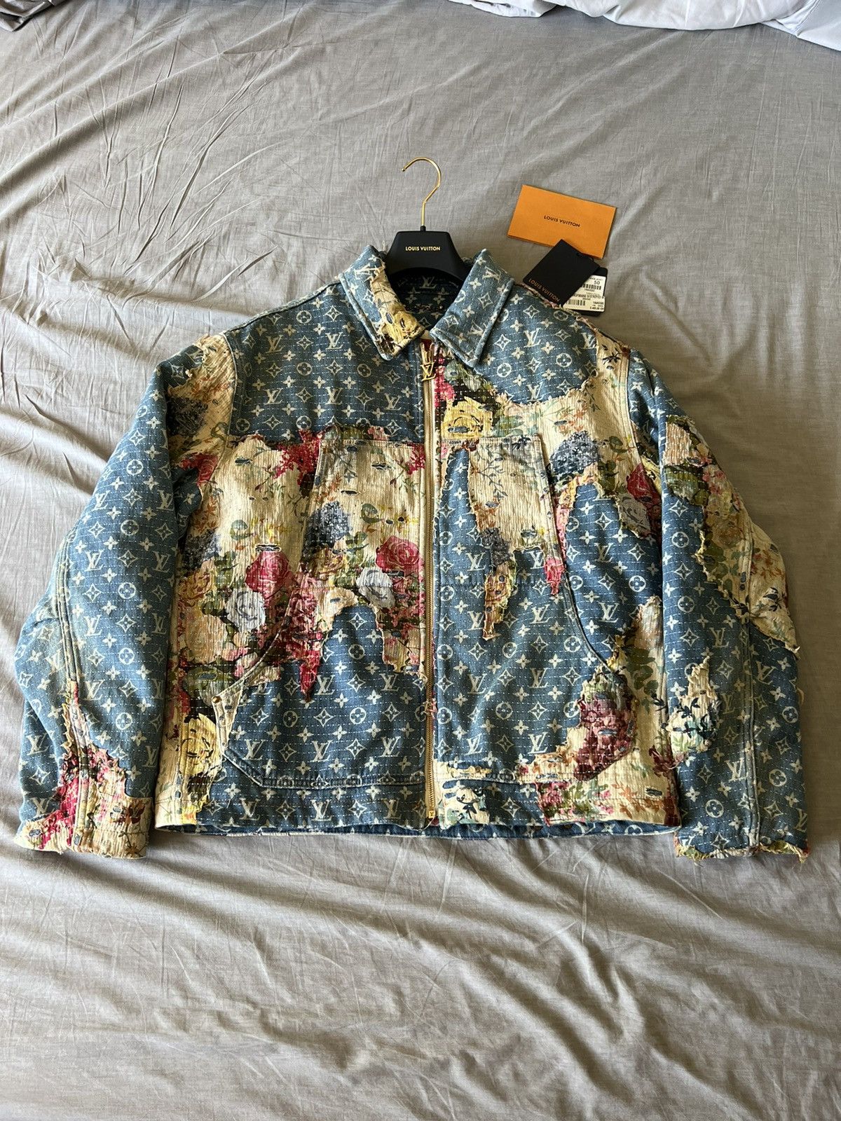 image of Ds Louis Vuitton Destroyed Workwear Denim Jacket in Indigo, Men's (Size Medium)