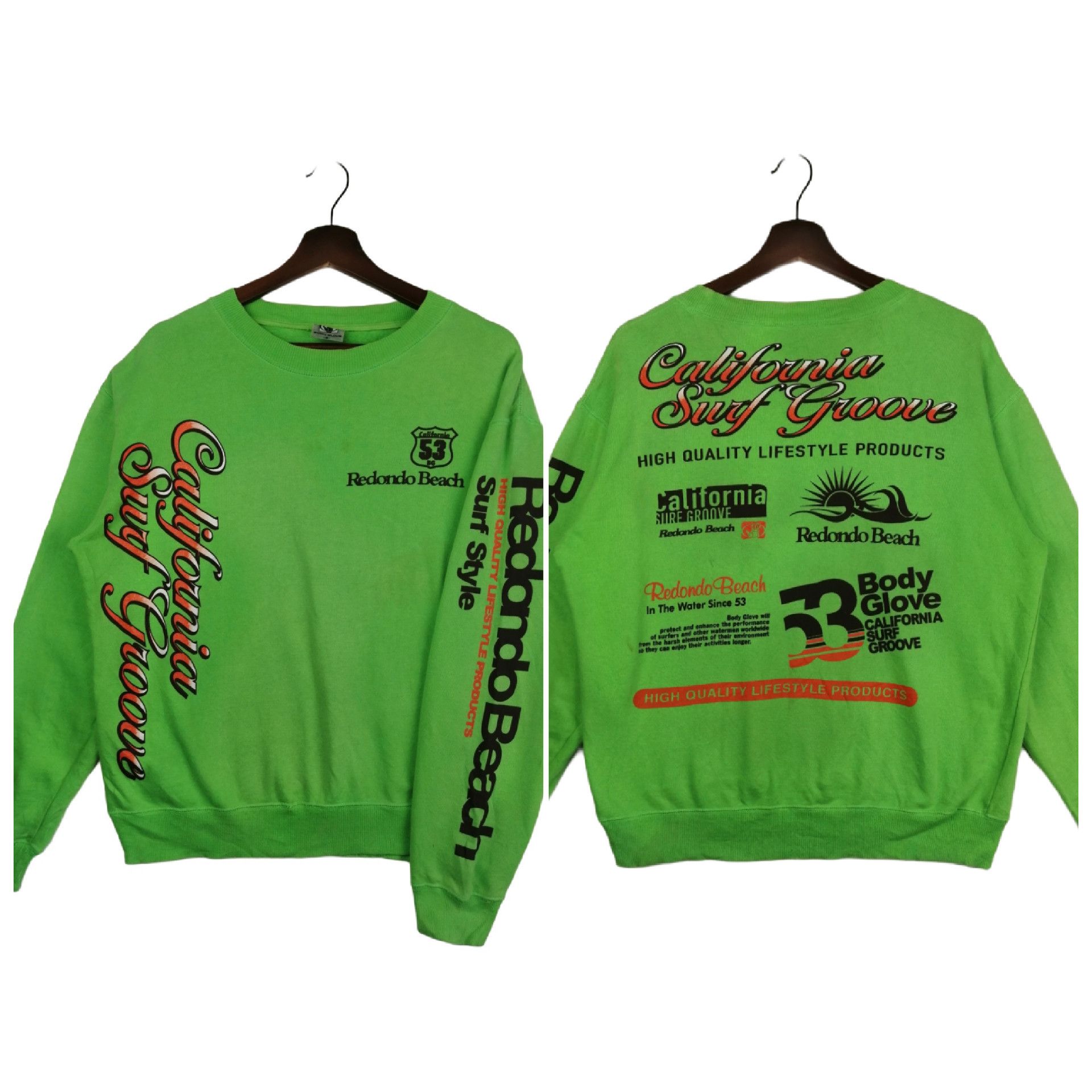 image of Body Glove California Surf Body Gloove Big Logo Crewneck in Green, Men's (Size Medium)