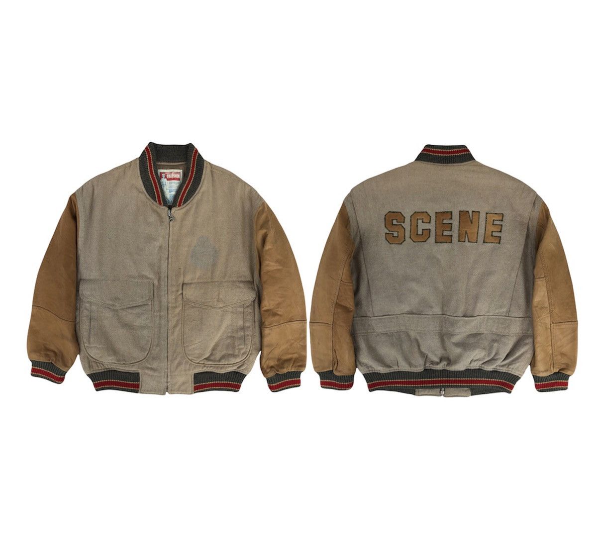 Vintage 🔥Vintage Scene Army/Navy Letterman Jacket Cowhide Leather Size US M / EU 48-50 / 2 - 2 Thumbnail