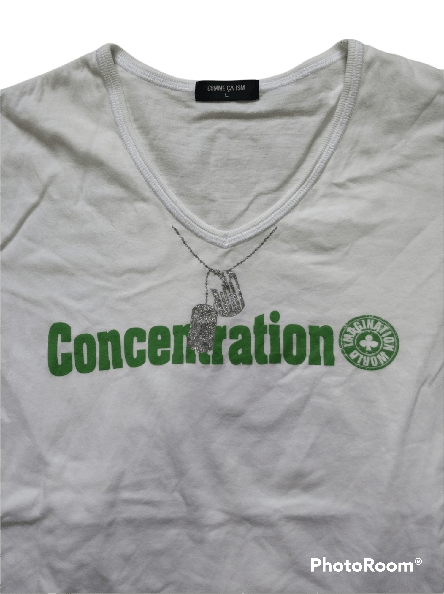 Comme Ca Ism 🔥White Comme Ca Ism Concentration V Neck Tees Size US M / EU 48-50 / 2 - 3 Thumbnail
