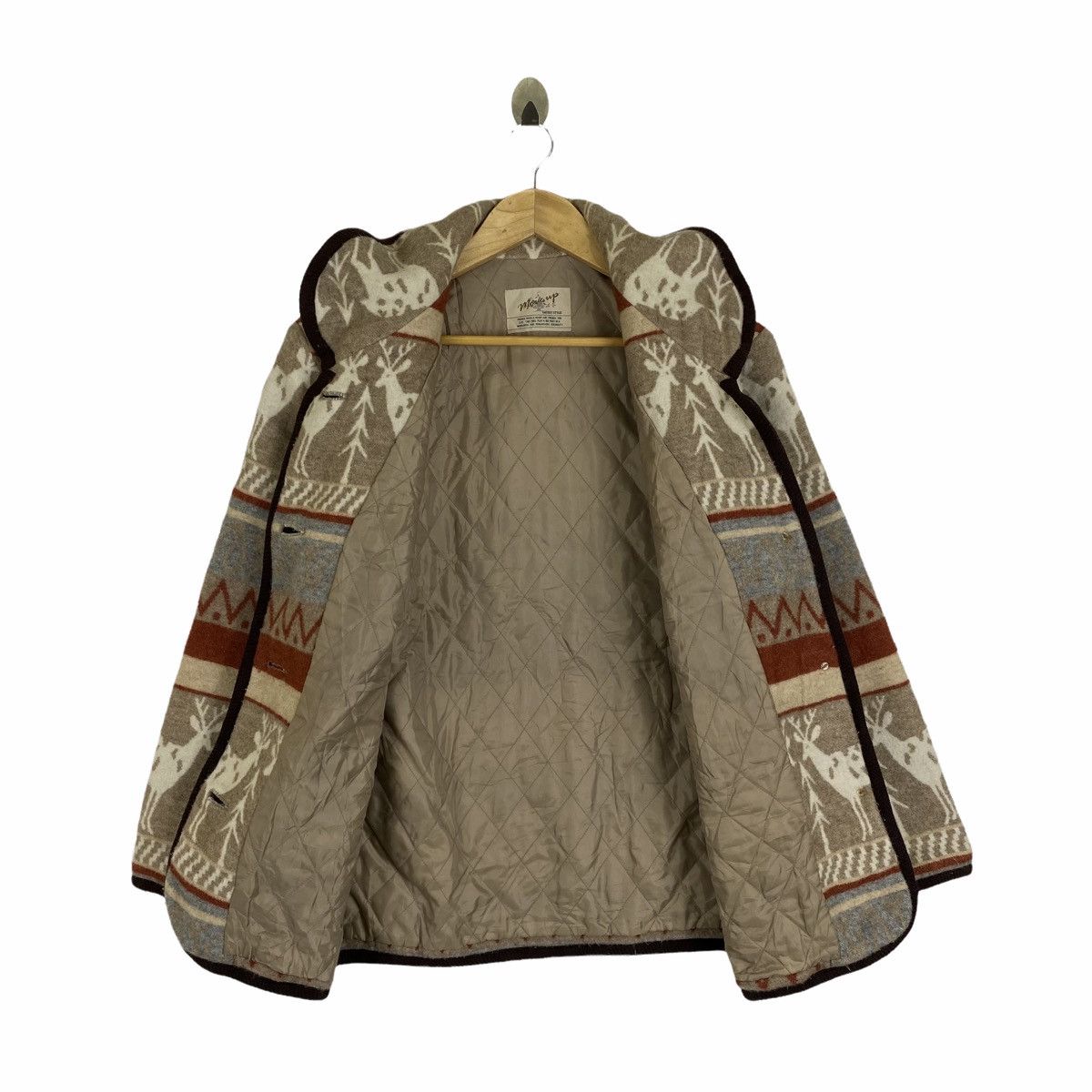Japanese Brand × Vintage Vintage MORE UP Aztec Animal Design Wool Coat Jacket Size US S / EU 44-46 / 1 - 3 Thumbnail