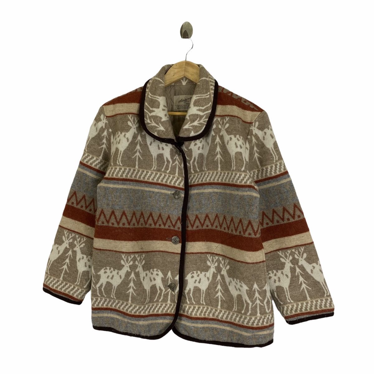Japanese Brand × Vintage Vintage MORE UP Aztec Animal Design Wool Coat Jacket Size US S / EU 44-46 / 1 - 4 Thumbnail
