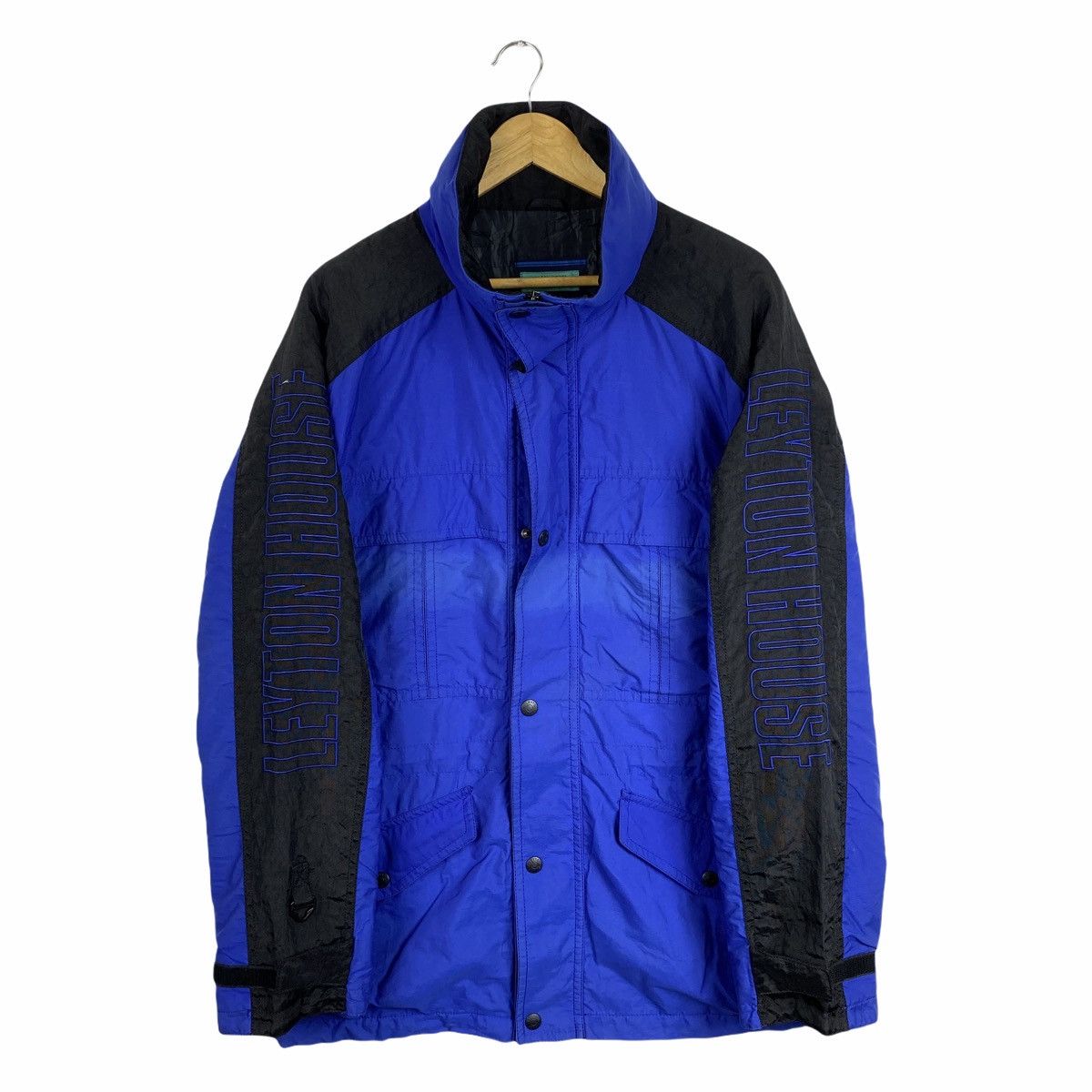 image of Racing x Vintage Leyton House Big Logo Spell Out Embroidery Jacket in Blue, Men's (Size XL)