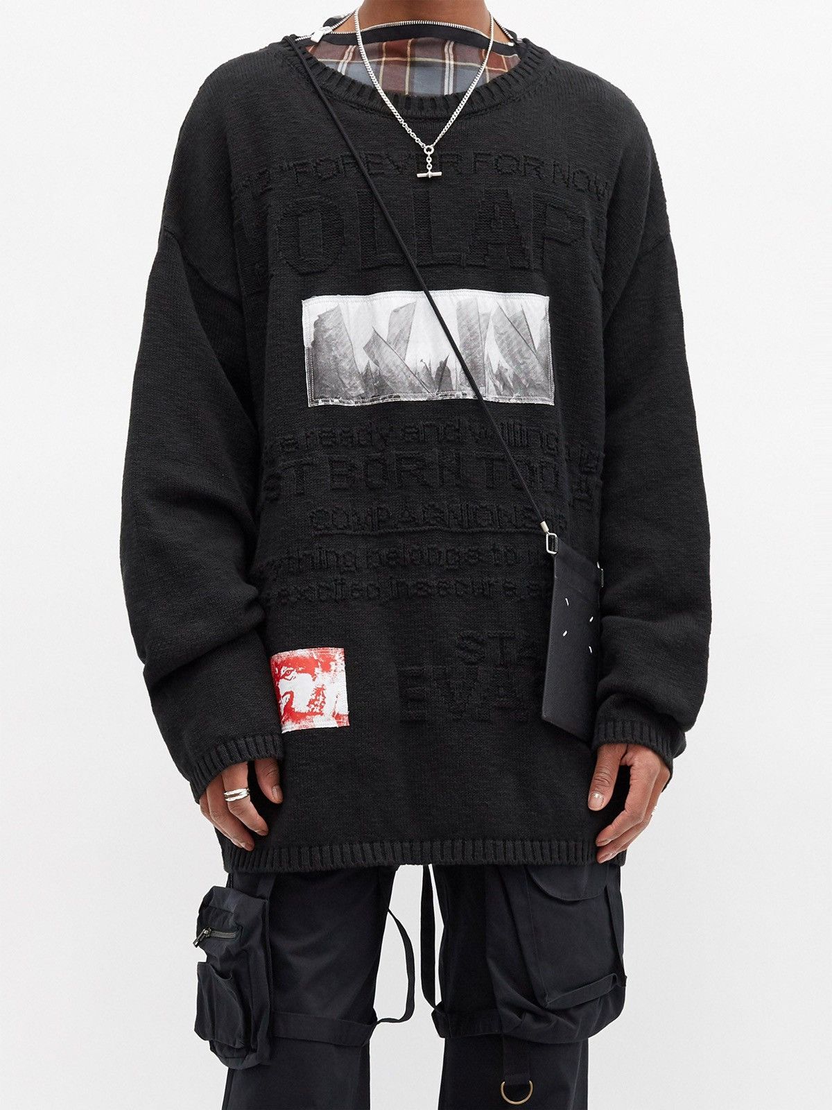 Raf Simons Peter De Potter Edition 'Kollaps' Patches Sweater Size US L / EU 52-54 / 3 - 7 Thumbnail