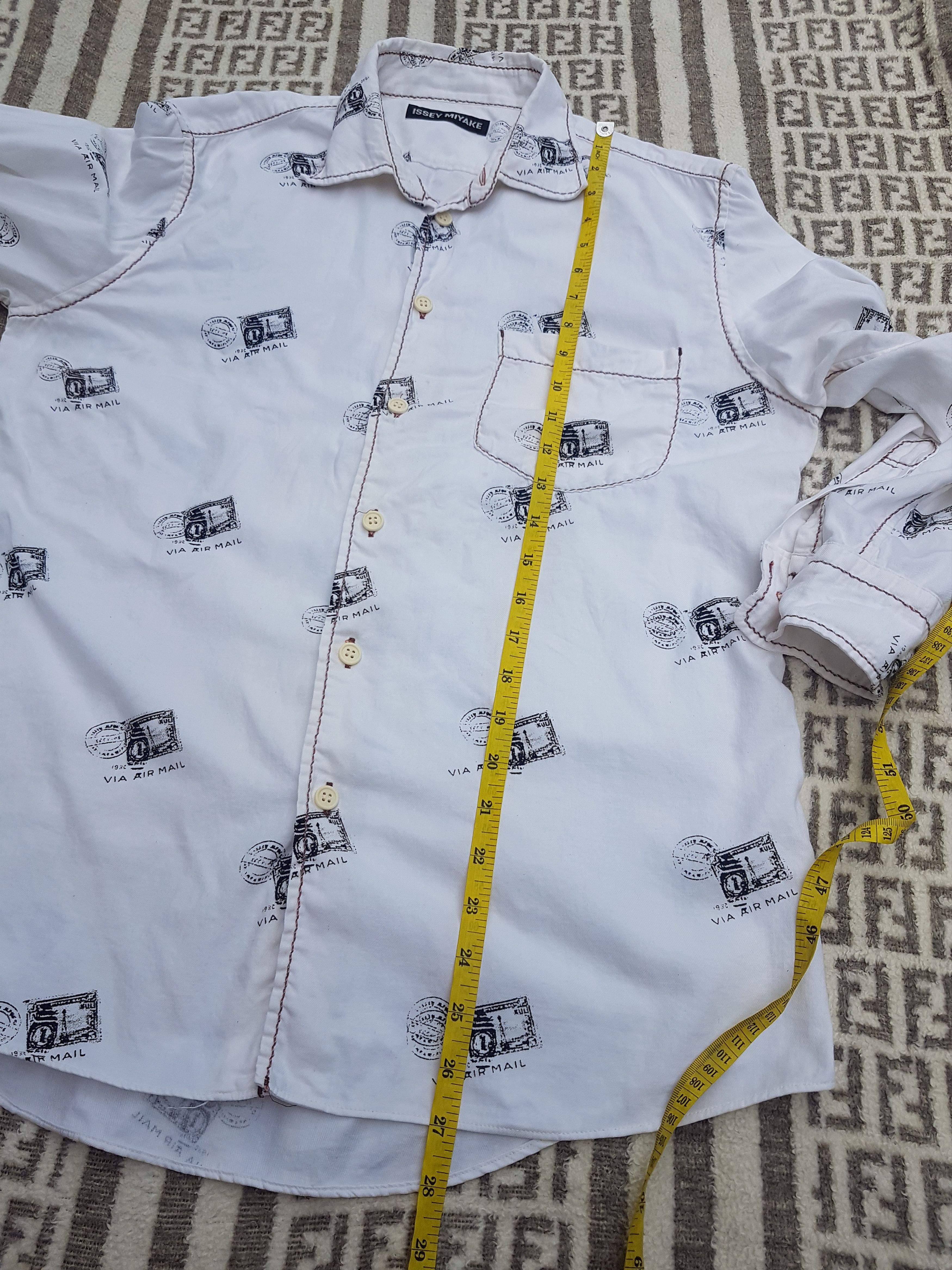 Issey Miyake 1997 Issey Miyake 1932 Via Airmail Stamp Shirt Size US S / EU 44-46 / 1 - 3 Thumbnail