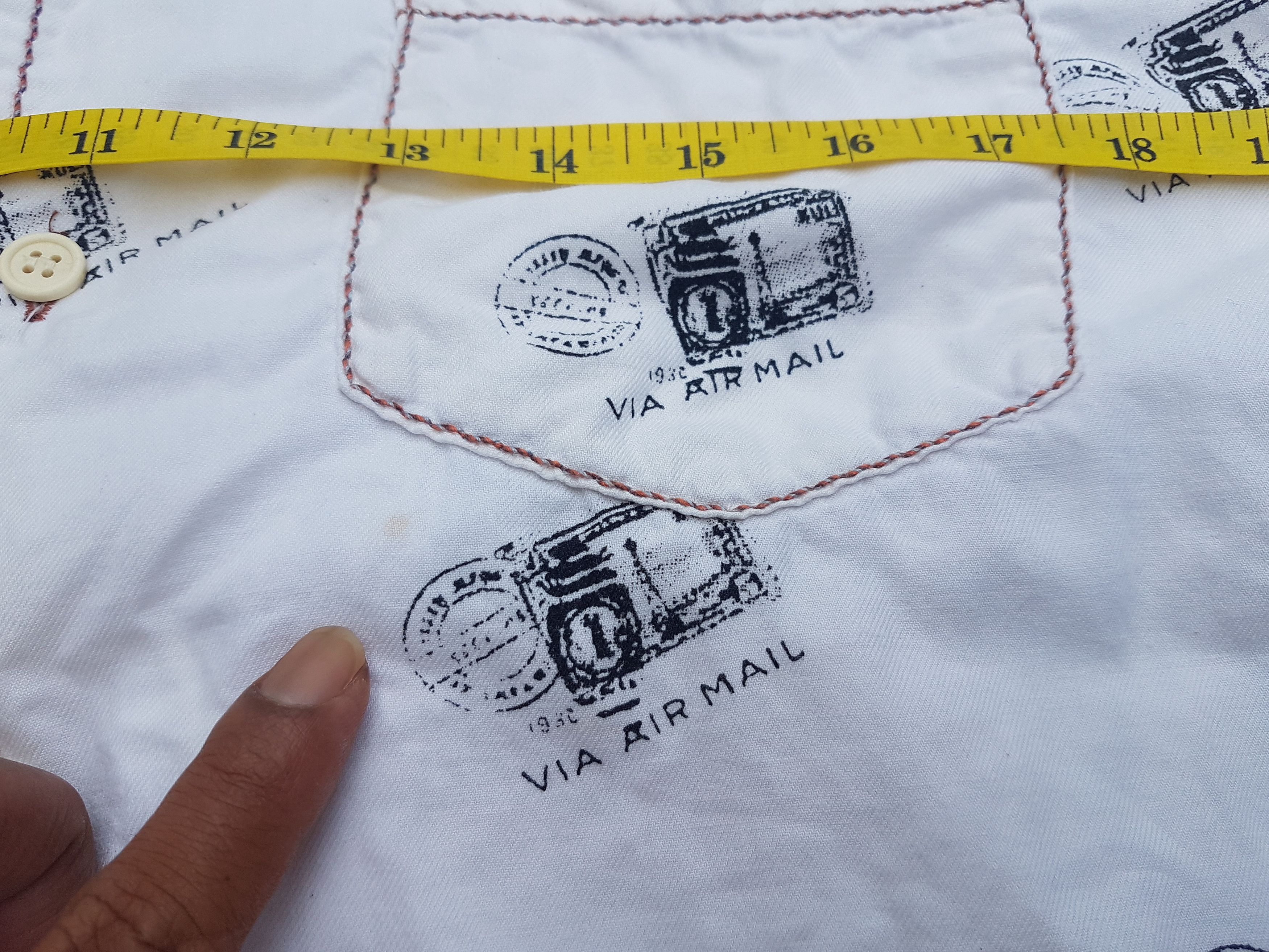Issey Miyake 1997 Issey Miyake 1932 Via Airmail Stamp Shirt Size US S / EU 44-46 / 1 - 10 Thumbnail