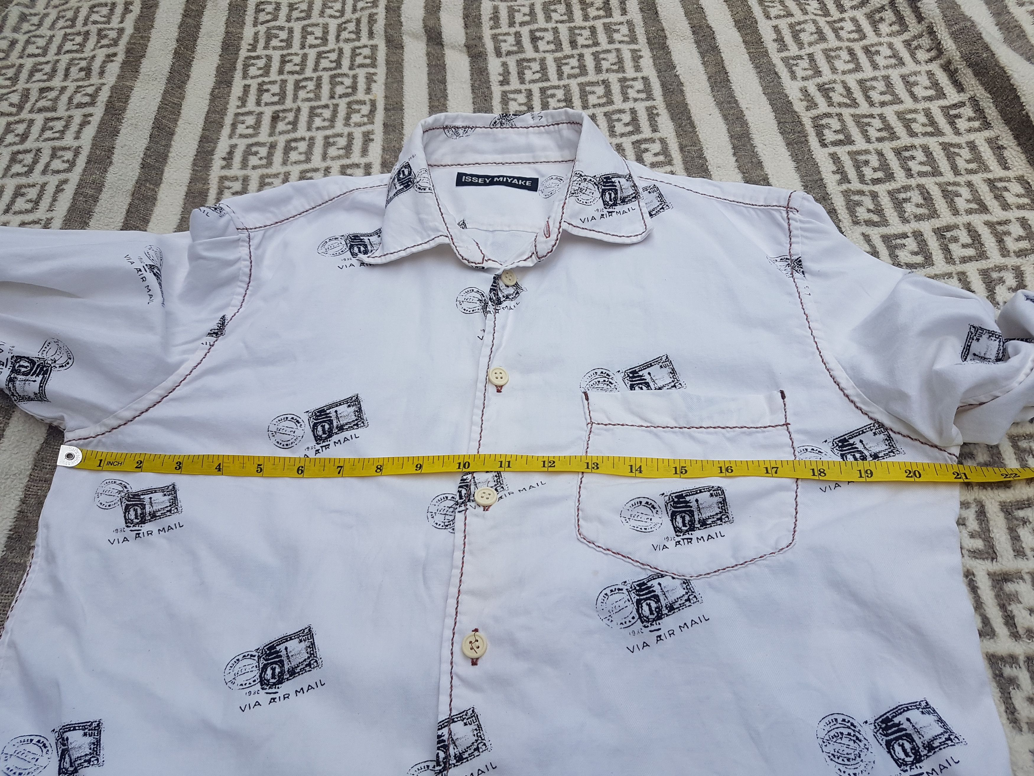 Issey Miyake 1997 Issey Miyake 1932 Via Airmail Stamp Shirt Size US S / EU 44-46 / 1 - 4 Thumbnail
