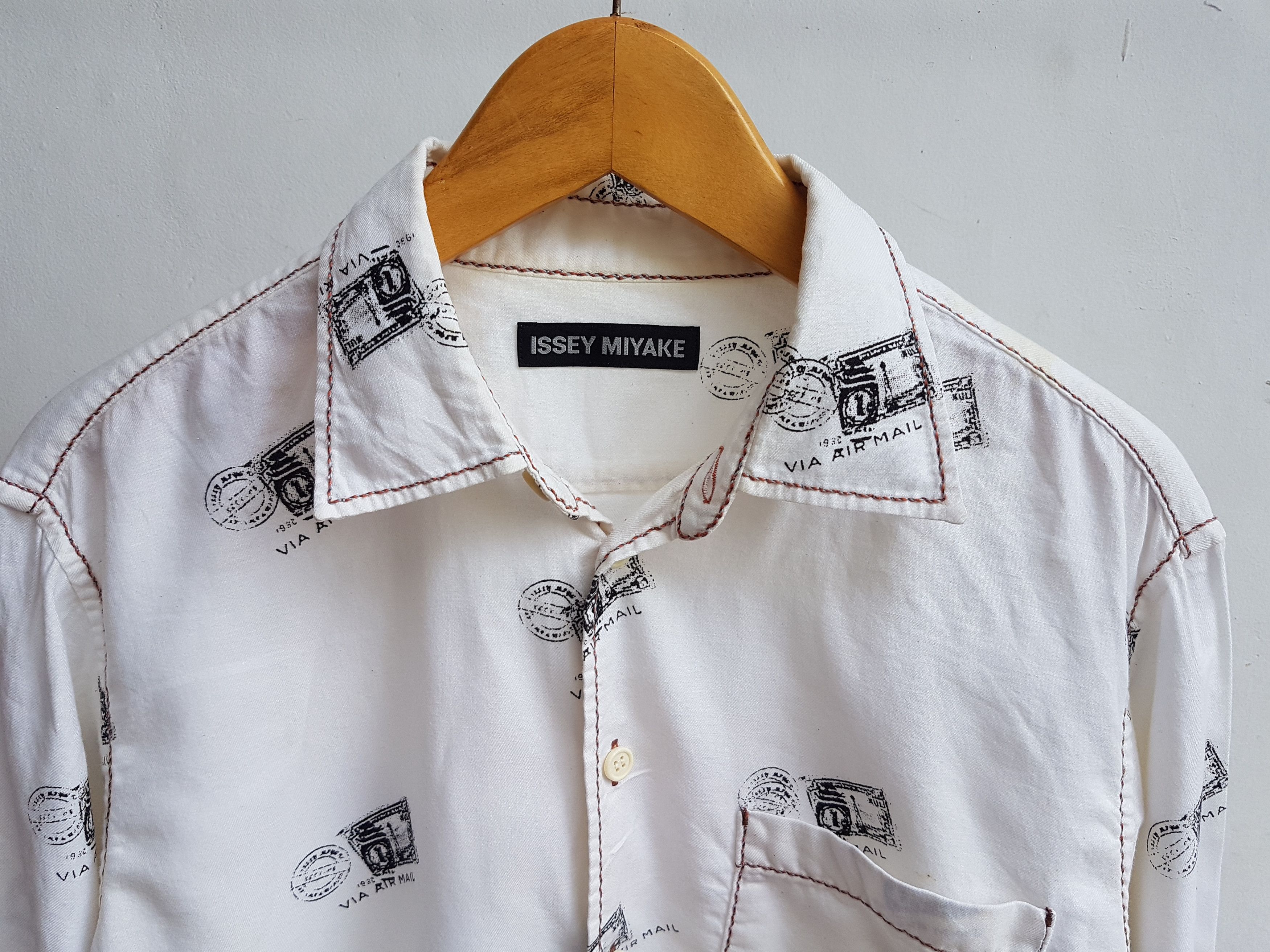Issey Miyake 1997 Issey Miyake 1932 Via Airmail Stamp Shirt Size US S / EU 44-46 / 1 - 8 Thumbnail