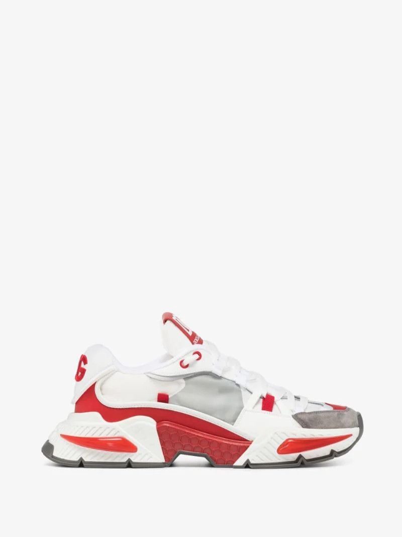 White And Red Chunky Sneakers