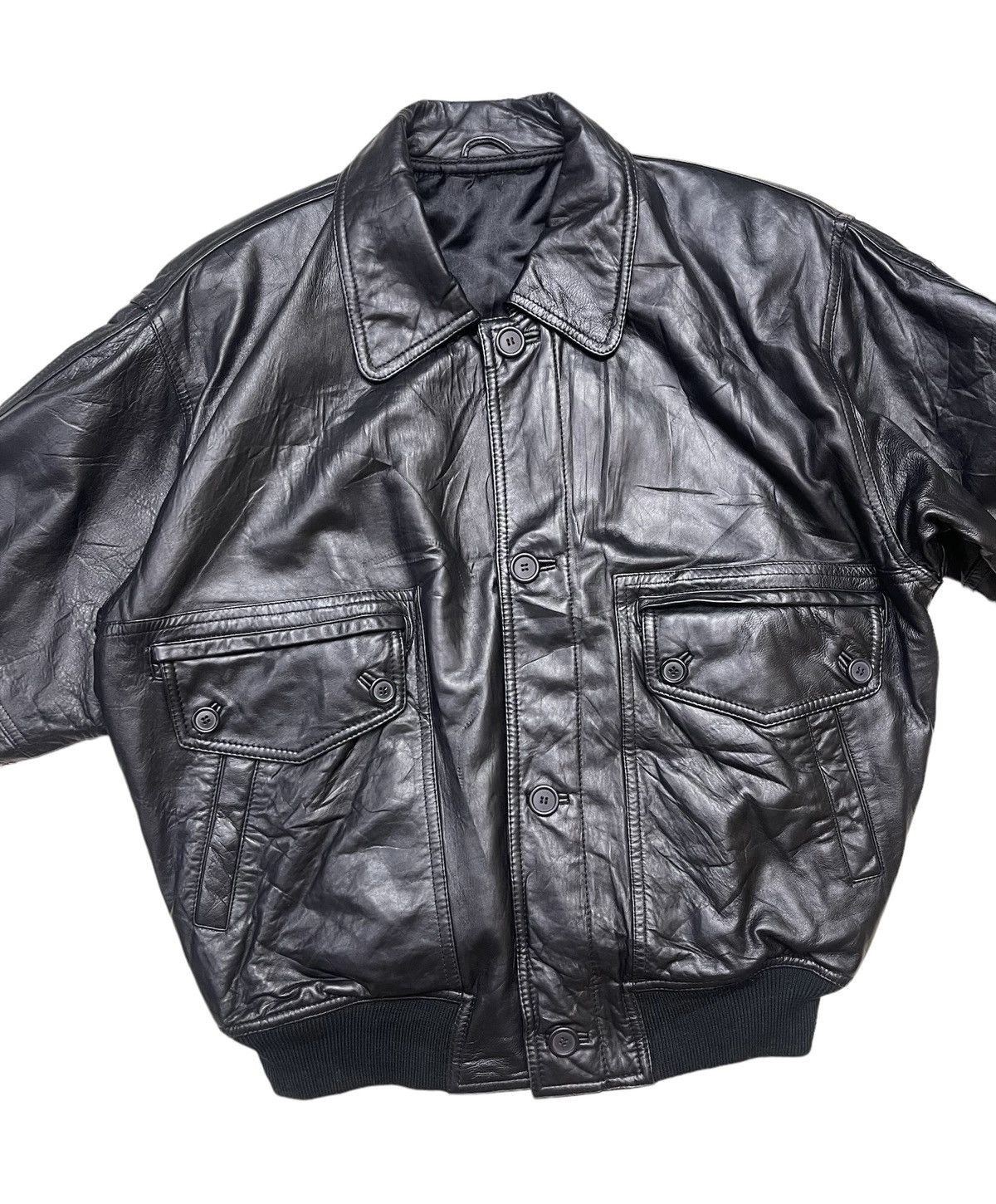 Vintage Vintage Black Sheep Leather Bomber Jacket Size US M / EU 48-50 / 2 - 7 Thumbnail