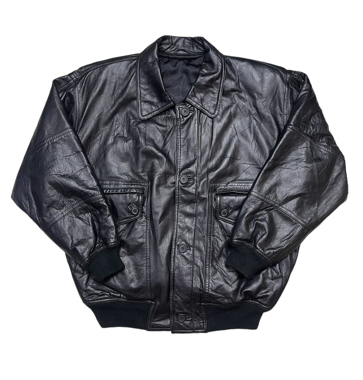 Vintage Vintage Black Sheep Leather Bomber Jacket Size US M / EU 48-50 / 2 - 4 Thumbnail