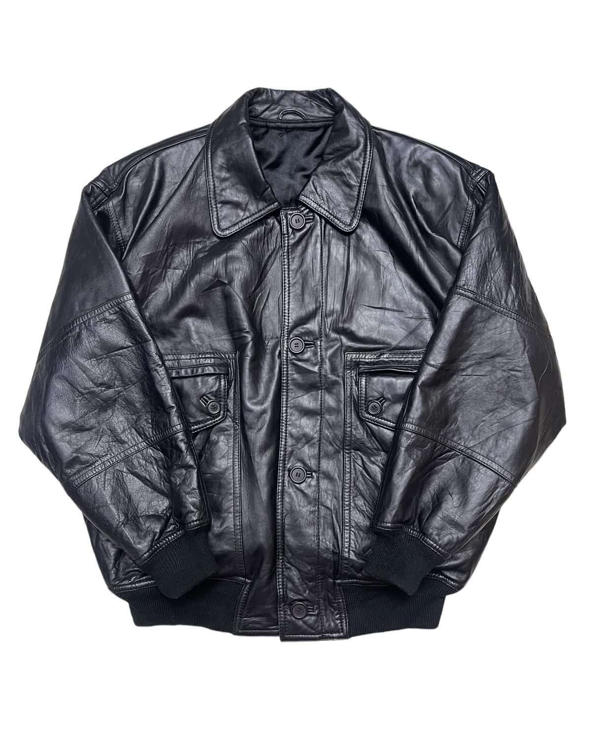 Vintage Vintage Black Sheep Leather Bomber Jacket Size US M / EU 48-50 / 2 - 3 Thumbnail