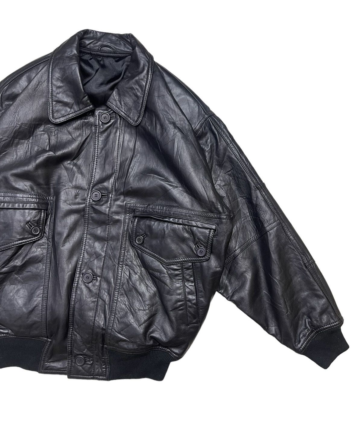 Vintage Vintage Black Sheep Leather Bomber Jacket Size US M / EU 48-50 / 2 - 8 Thumbnail