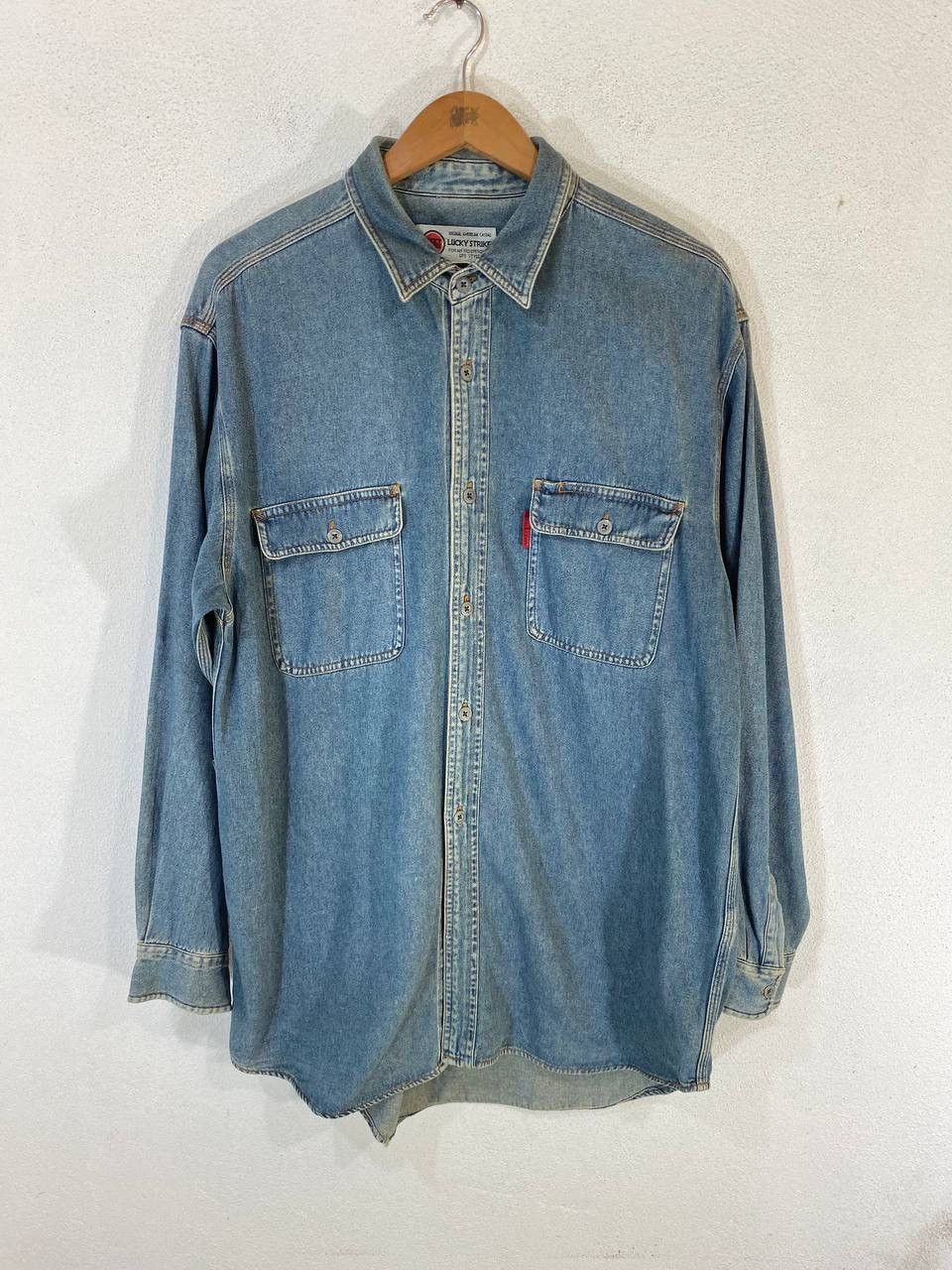image of American Classics x American Rag Vintage Lucky Strike Denim Shirt Longsleeves, Men's (Size Large)