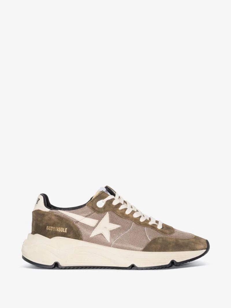 Green Running Sole Low-Top Suede Sneakers