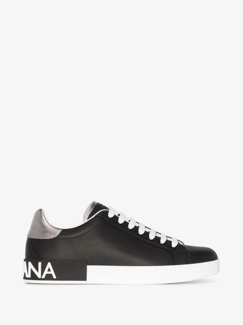 Black Classic Portofino Leather Sneakers