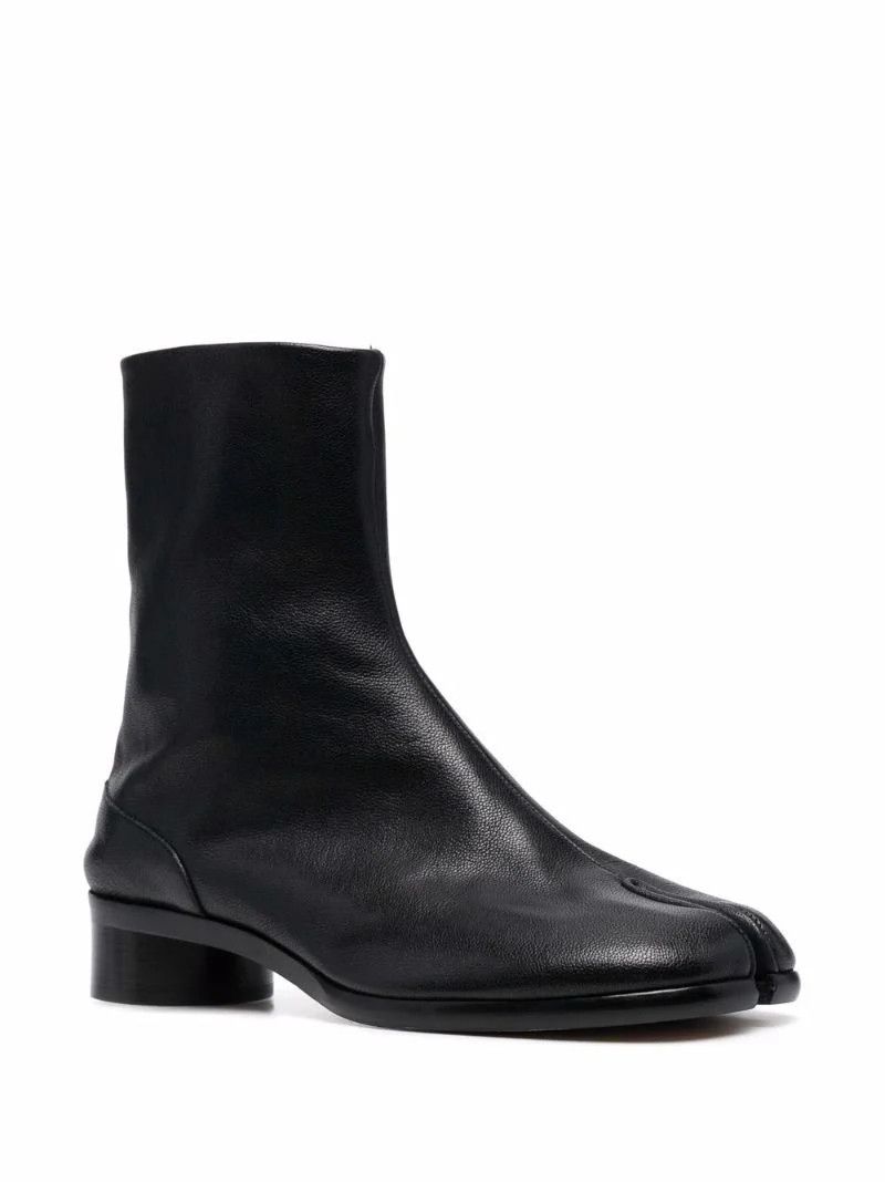 Black Tabi Leather Ankle Boots