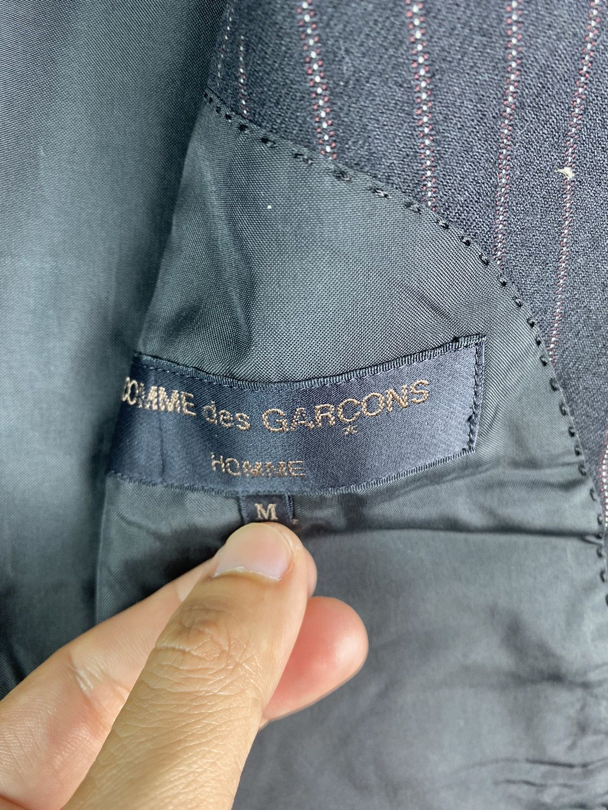 Comme des Garcons Homme × Vintage Vtg 80s COMME DES GARCONS HOMME wool stripes coat jacket Size US M / EU 48-50 / 2 - 11 Thumbnail