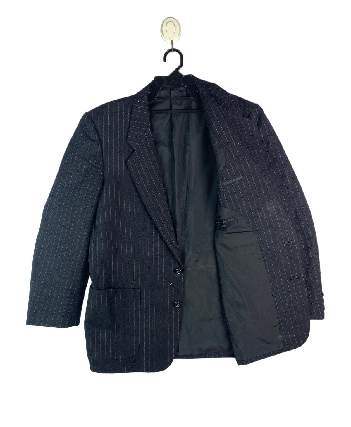 Comme des Garcons Homme × Vintage Vtg 80s COMME DES GARCONS HOMME wool stripes coat jacket Size US M / EU 48-50 / 2 - 5 Thumbnail