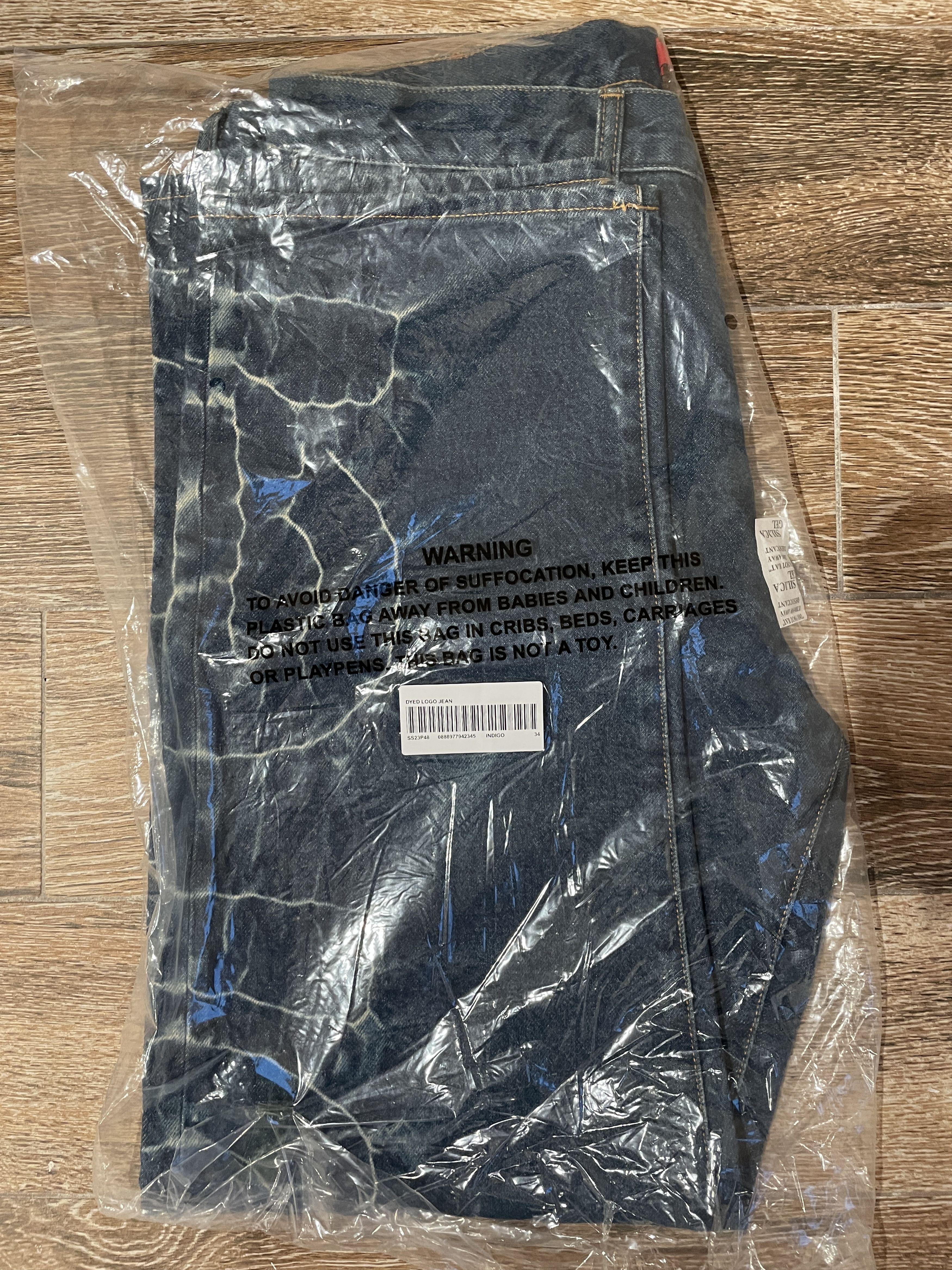 Supreme Shibori Jean Rigid Indigo Size 34 Denim NEW SS23