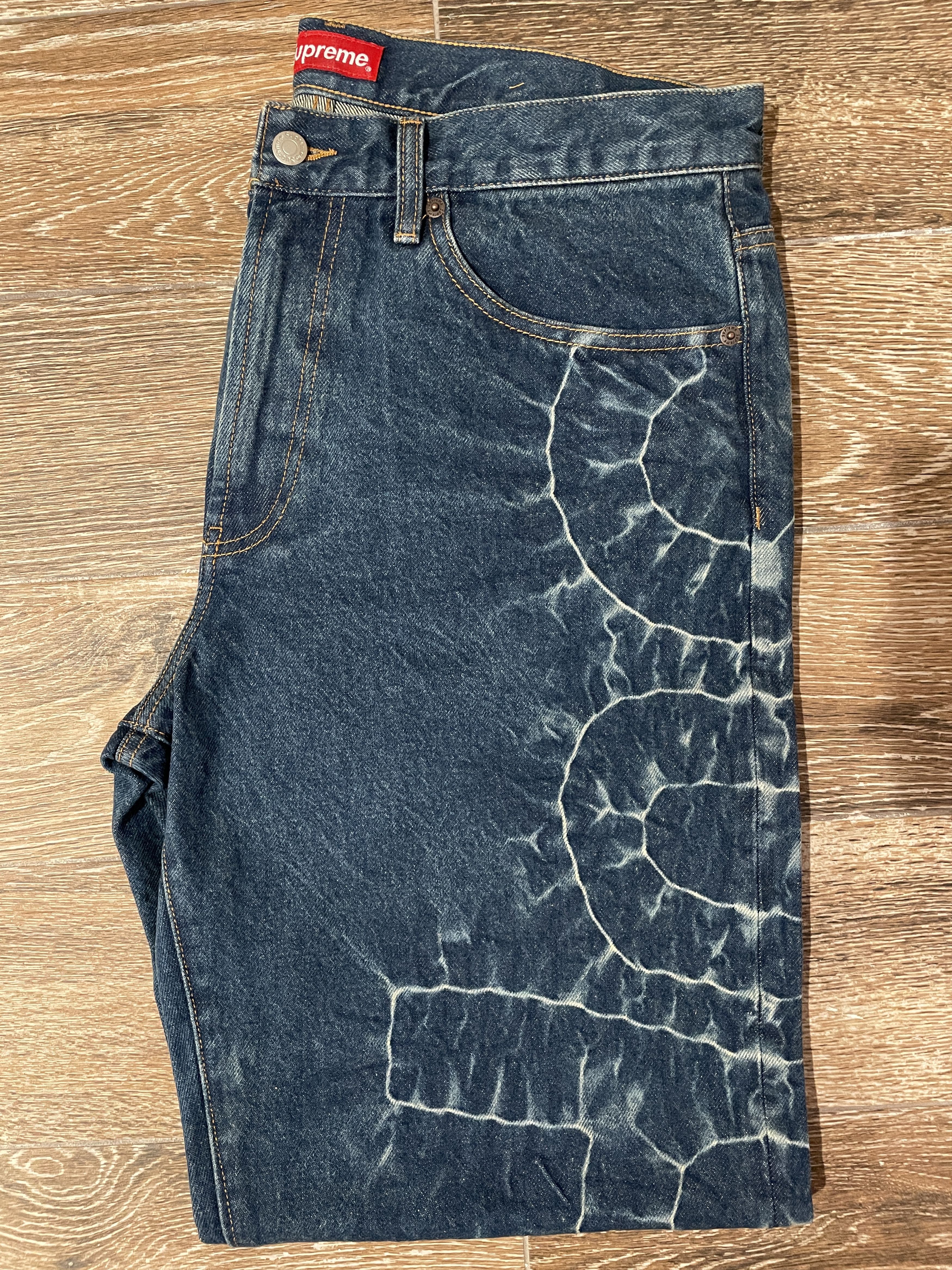 Supreme Shibori Jean Rigid Indigo Size 34 Denim NEW SS23