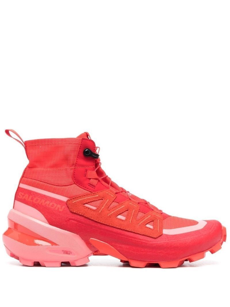 Red High-Top Ridged Sneakers