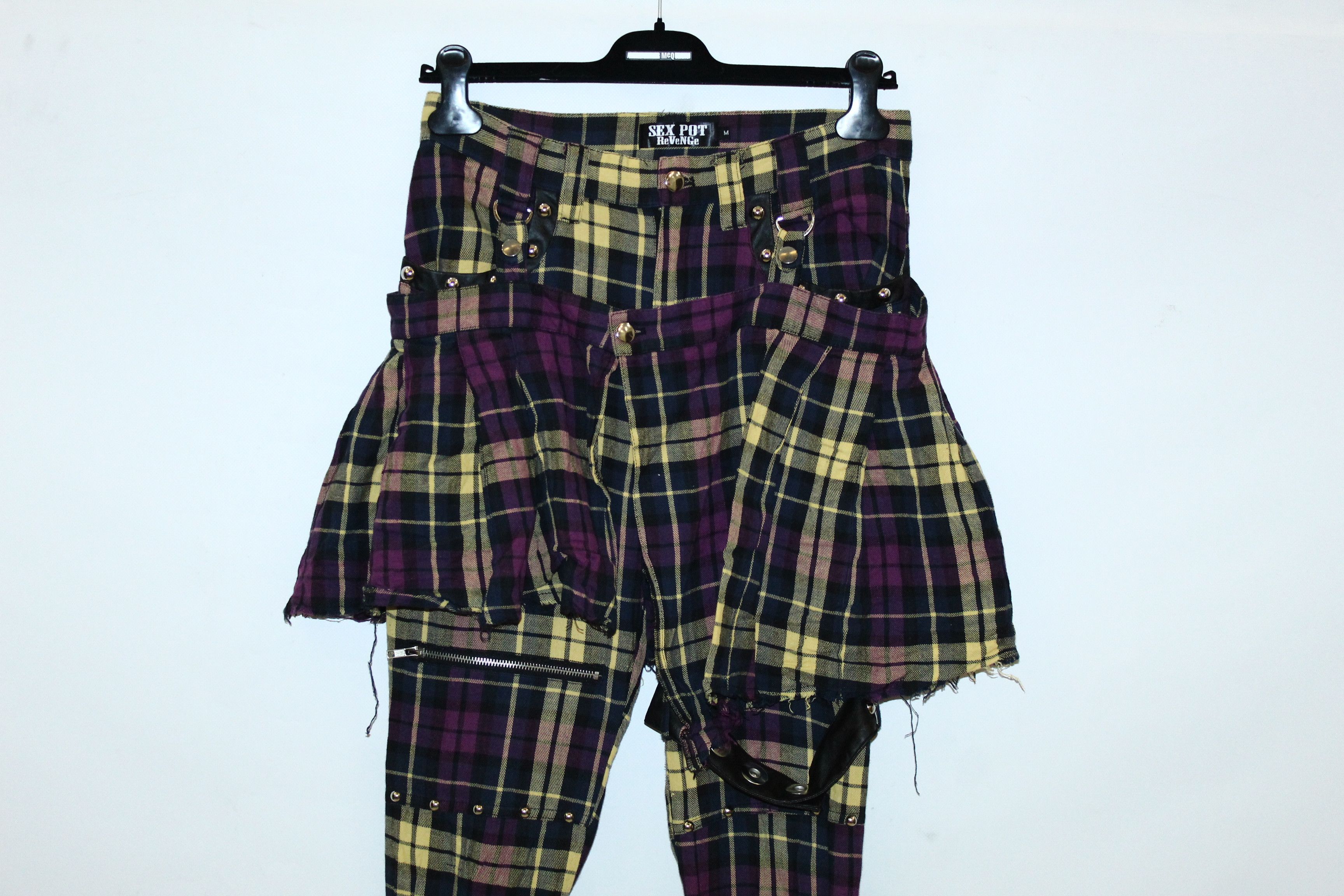 Revenge Y2K💥 Sex Pot Revenge Tokyo Punk Bondage Tartan Pants Size US 31 - 9 Thumbnail