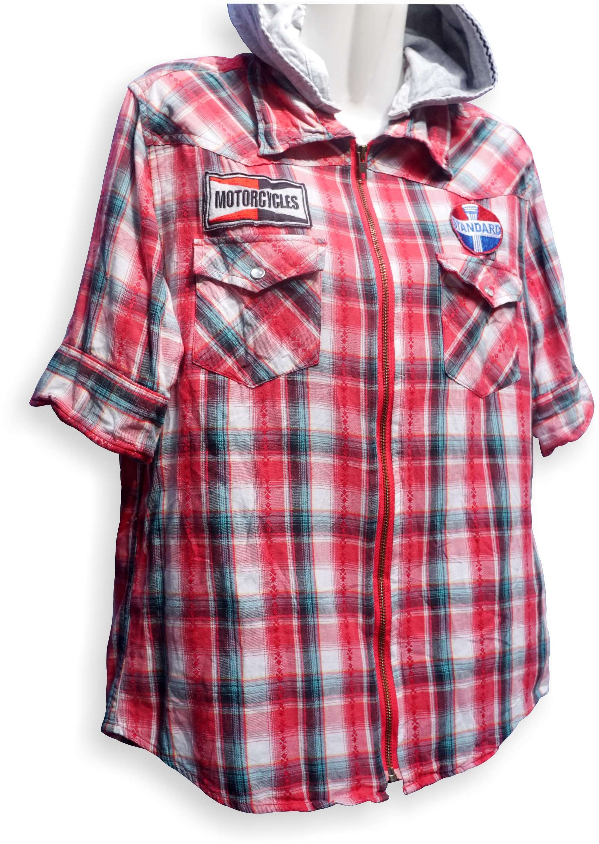 Flannel × Von Dutch VON DUTCH Hooded Zipper Plaid Shirt Size M / US 6-8 / IT 42-44 - 3 Thumbnail