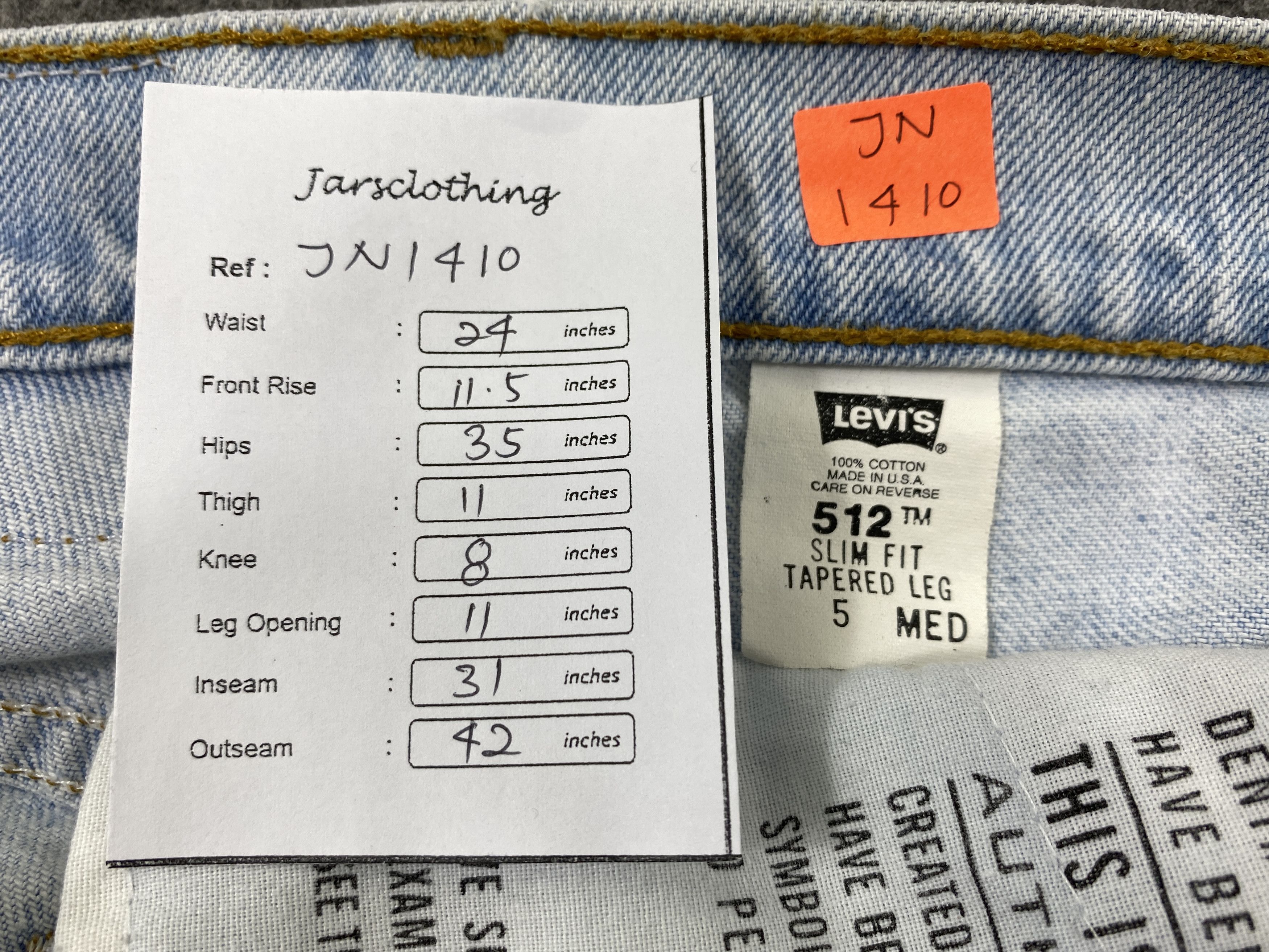 Levi's Light Blue Wash Vintage Levi's 512 USA 24x31 Denim -JN1410 Size US 26 / EU 42 - 8 Thumbnail