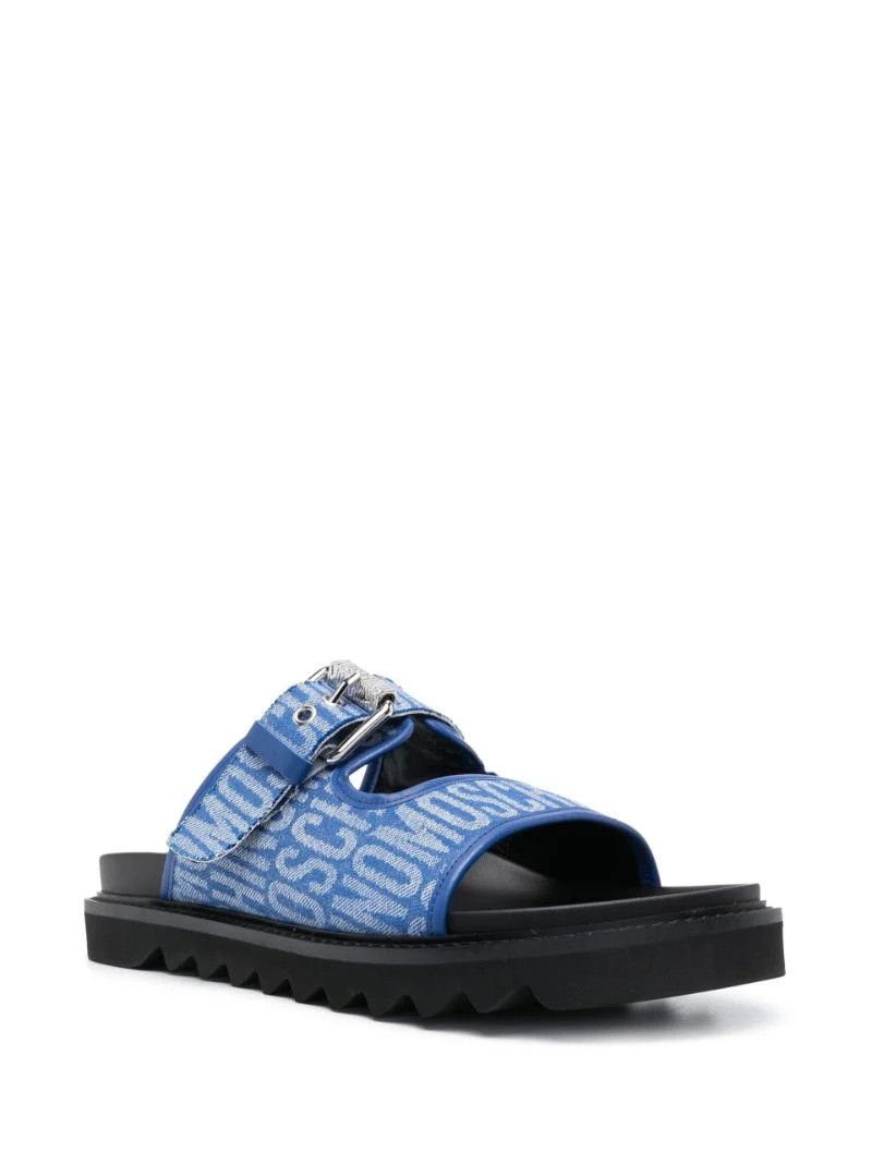 Blue Logo Jacquard Buckle Sandals