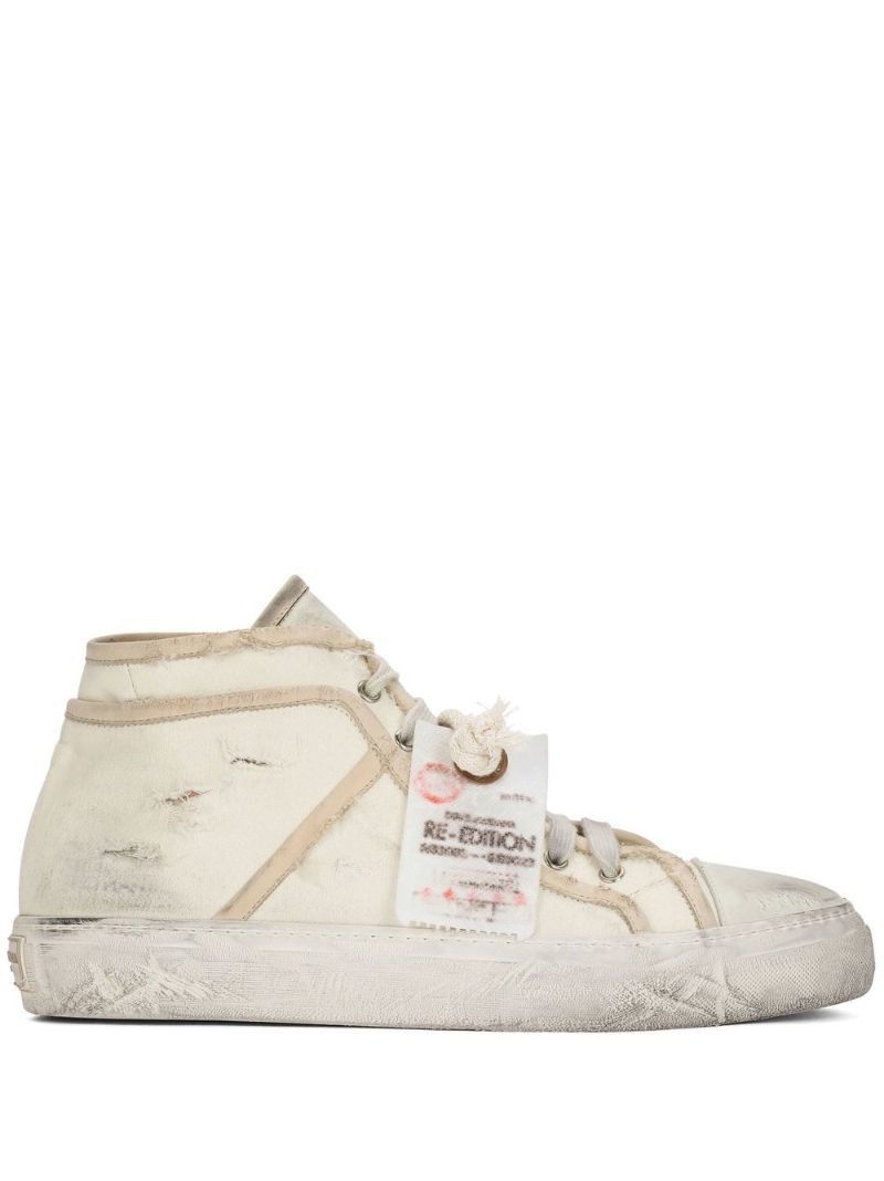 Neutral High-Top Lace-Up Trainers