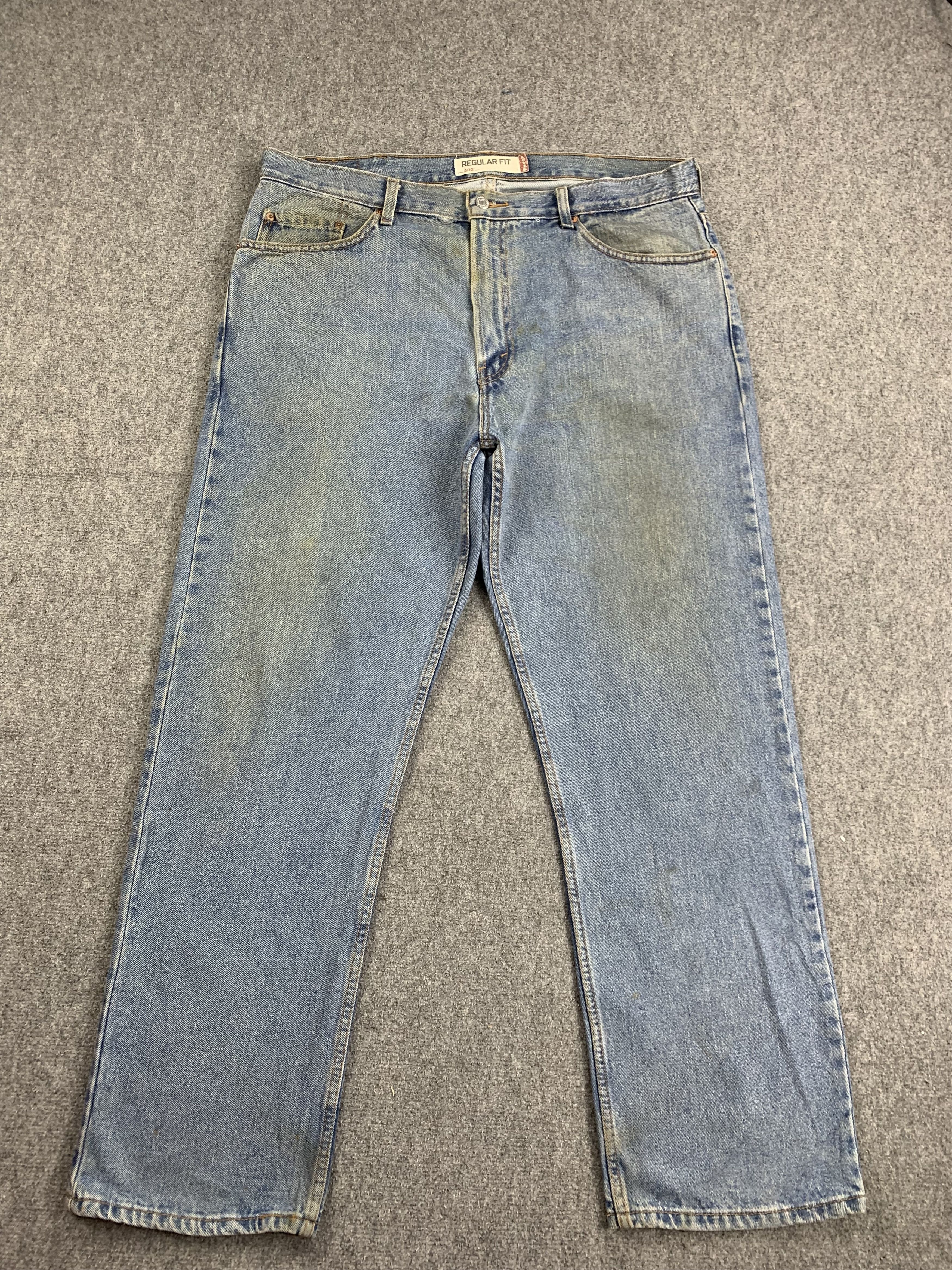 image of Levis 505 Faded Blue Jeans in Blue Denim, Men's (Size 38)