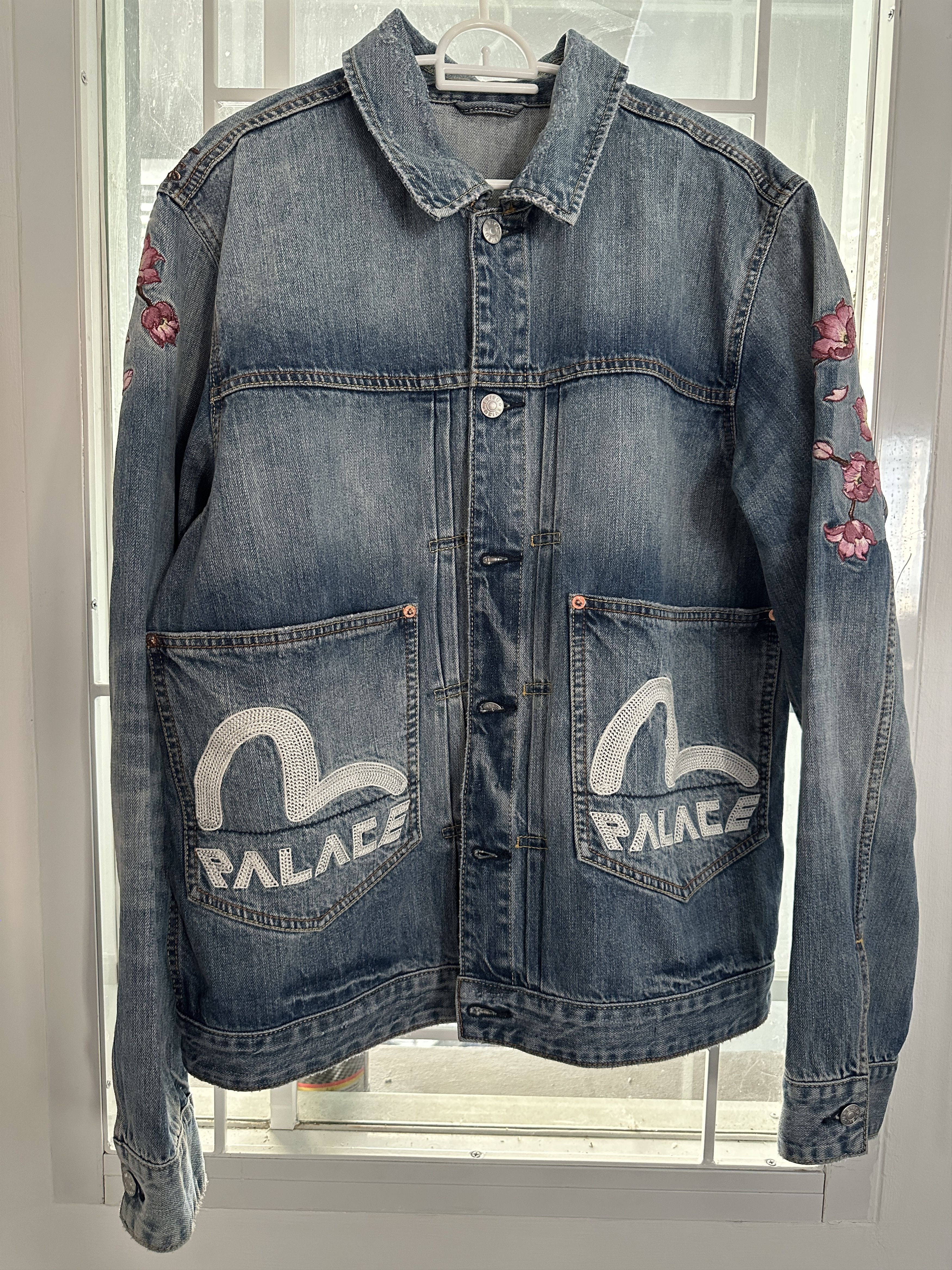 Palace Palace x Evisu Type One Denim Jacket 'Stone Wash' | Grailed