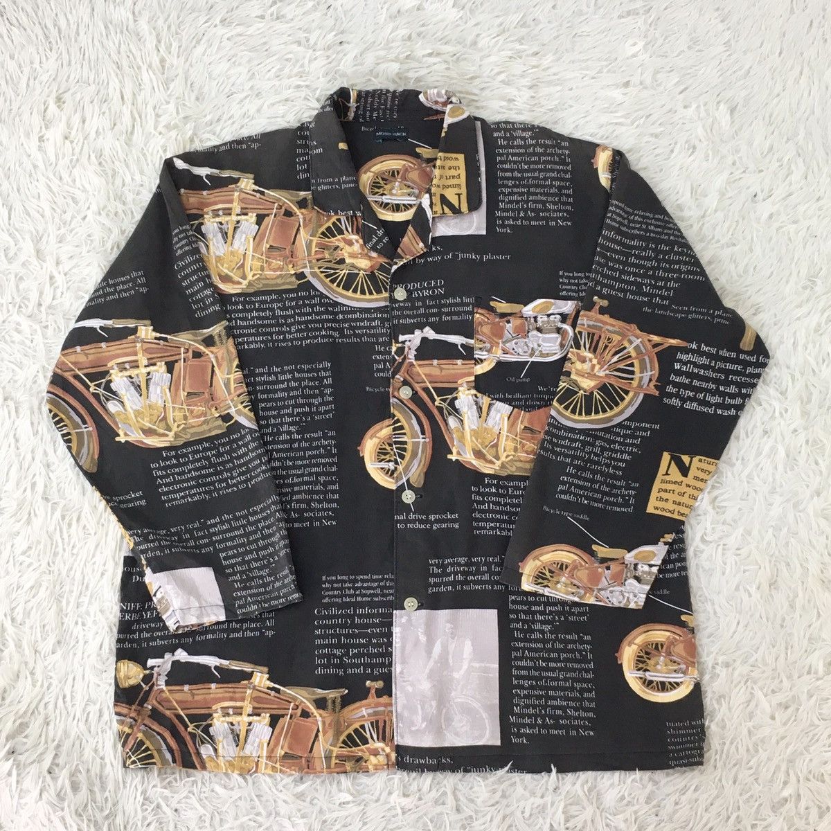 image of Art x Pyjama Clothing Vintage All Over Print Cotton Pyjama in Black, Men's (Size Large)